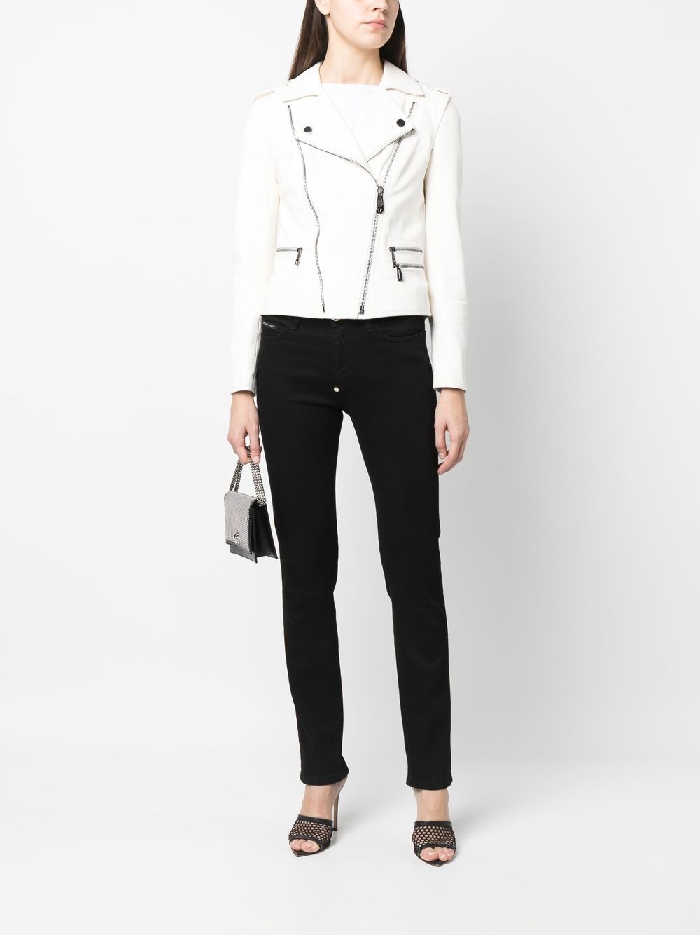 lambskin biker jacket - 2