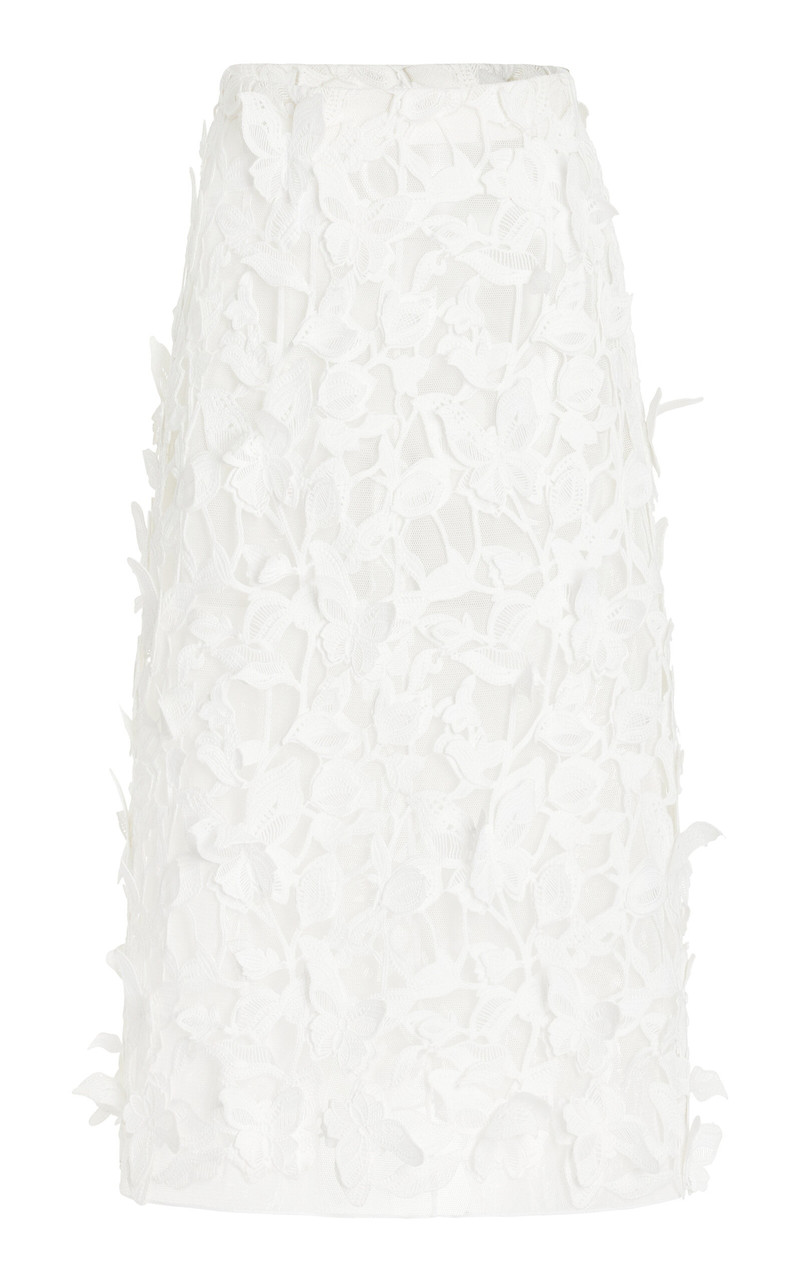 Ambrosia Floral Guipure Lace Midi Skirt white 1