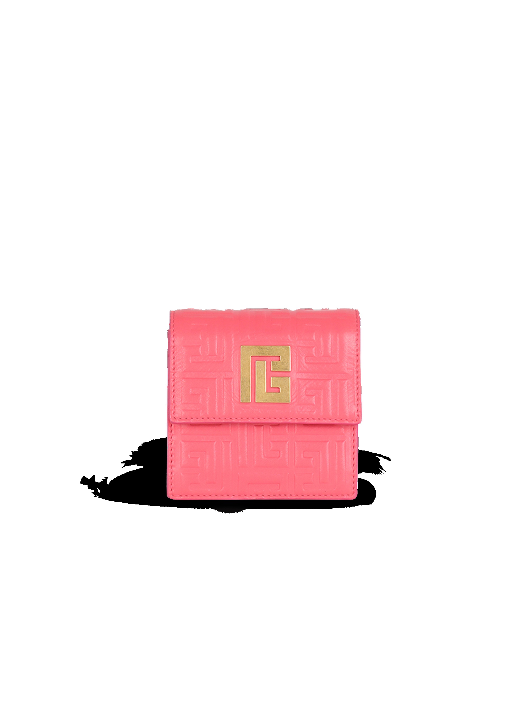 Debossed leather card holder with Balmain monogram and chain - 1
