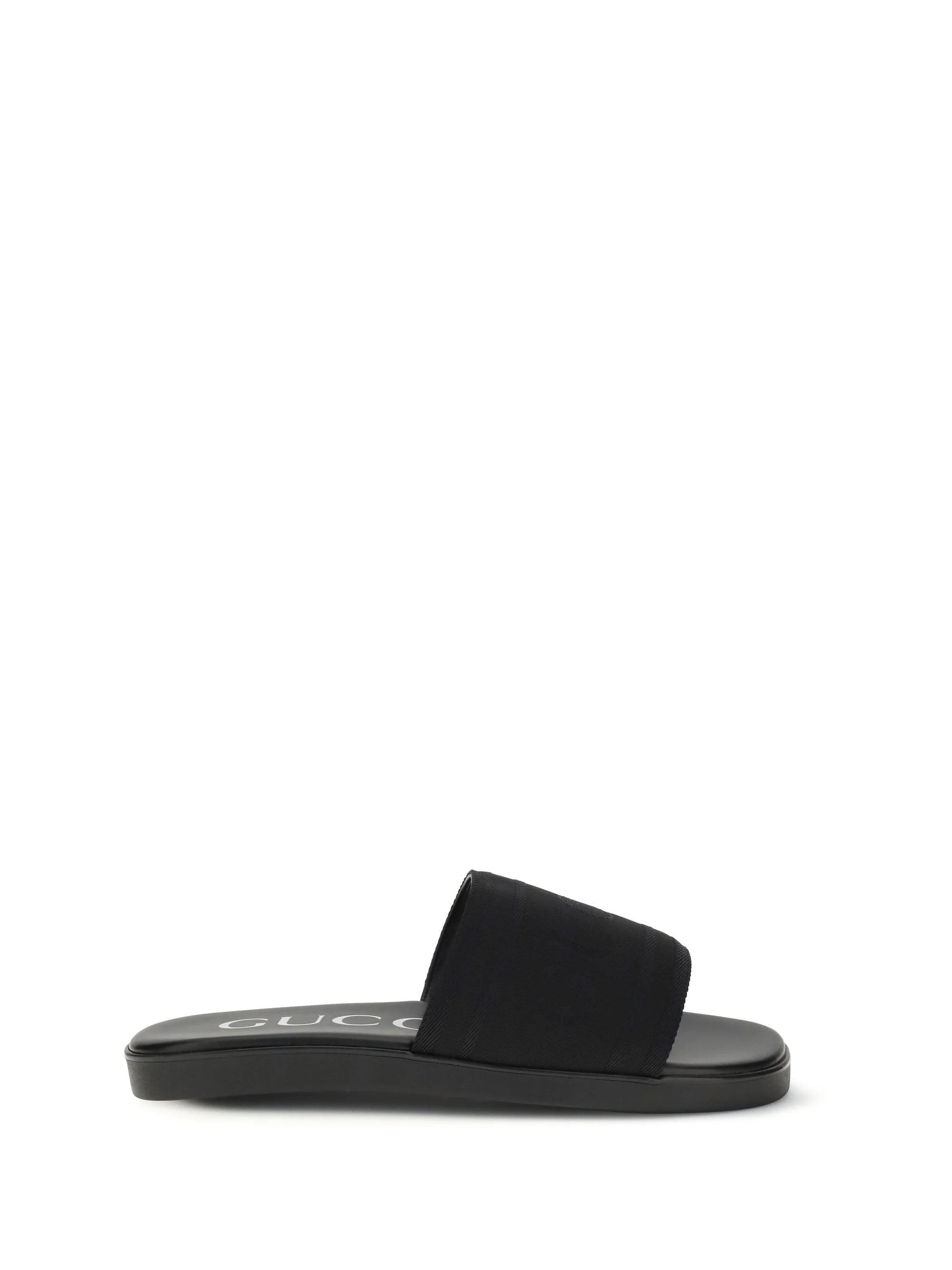 Gucci Jacquard Fabric Slides - 1