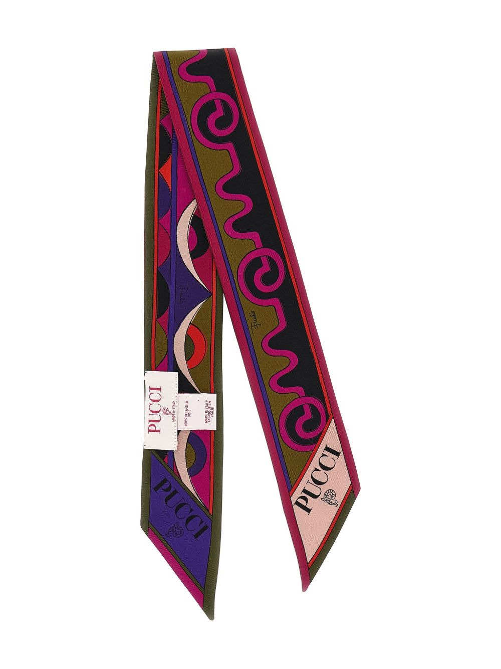 patterned silk bandeau scarf - 1