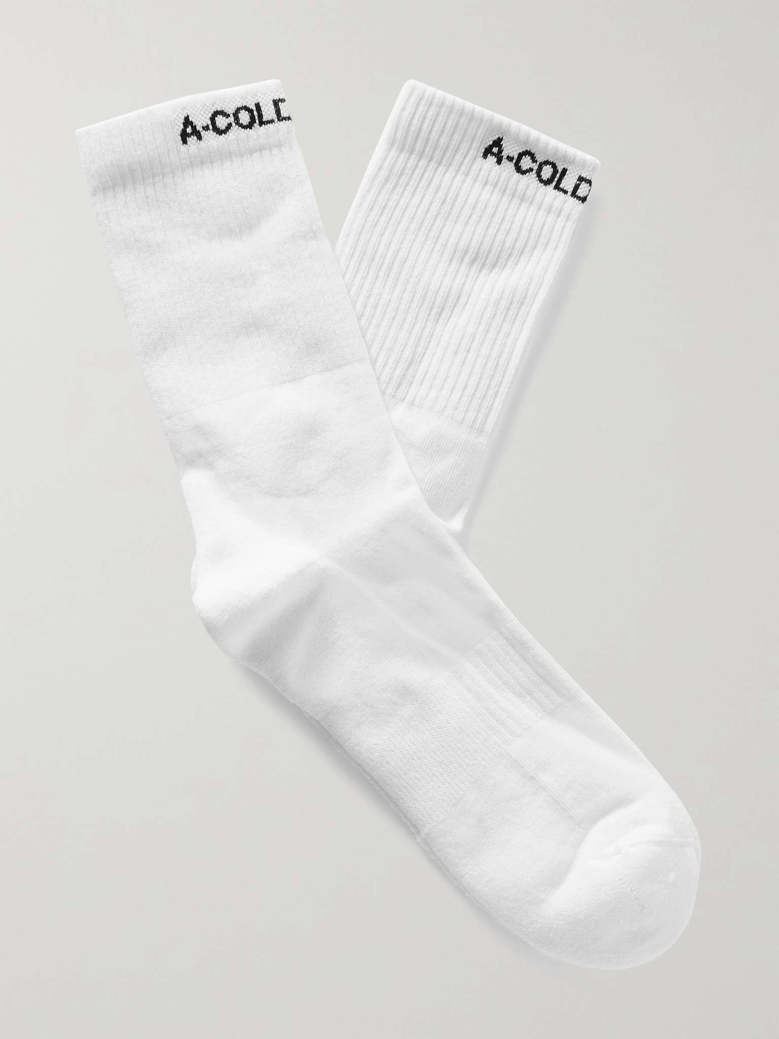 Asterix Logo-Intarsia Ribbed Stretch Cotton-Blend Socks - 1