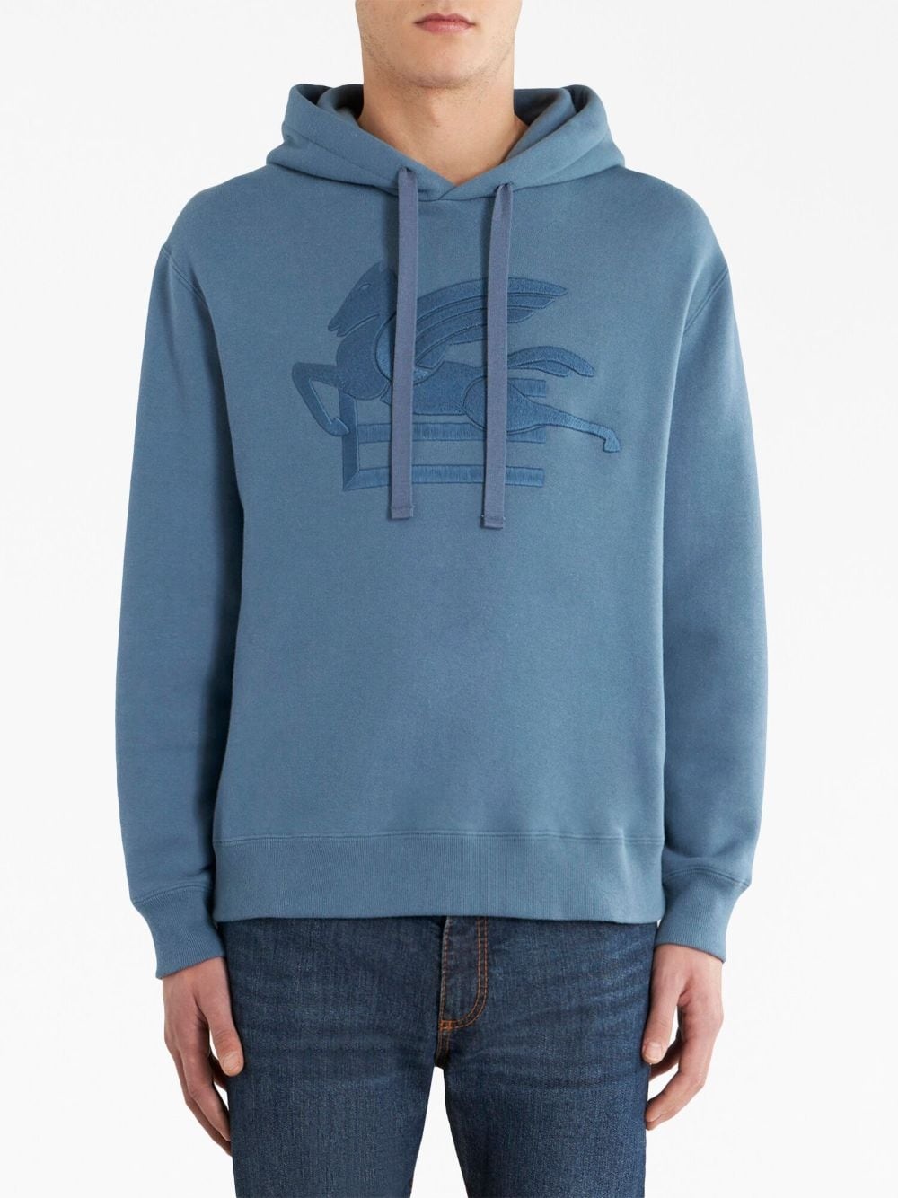 logo-embroidered cotton hoodie - 2