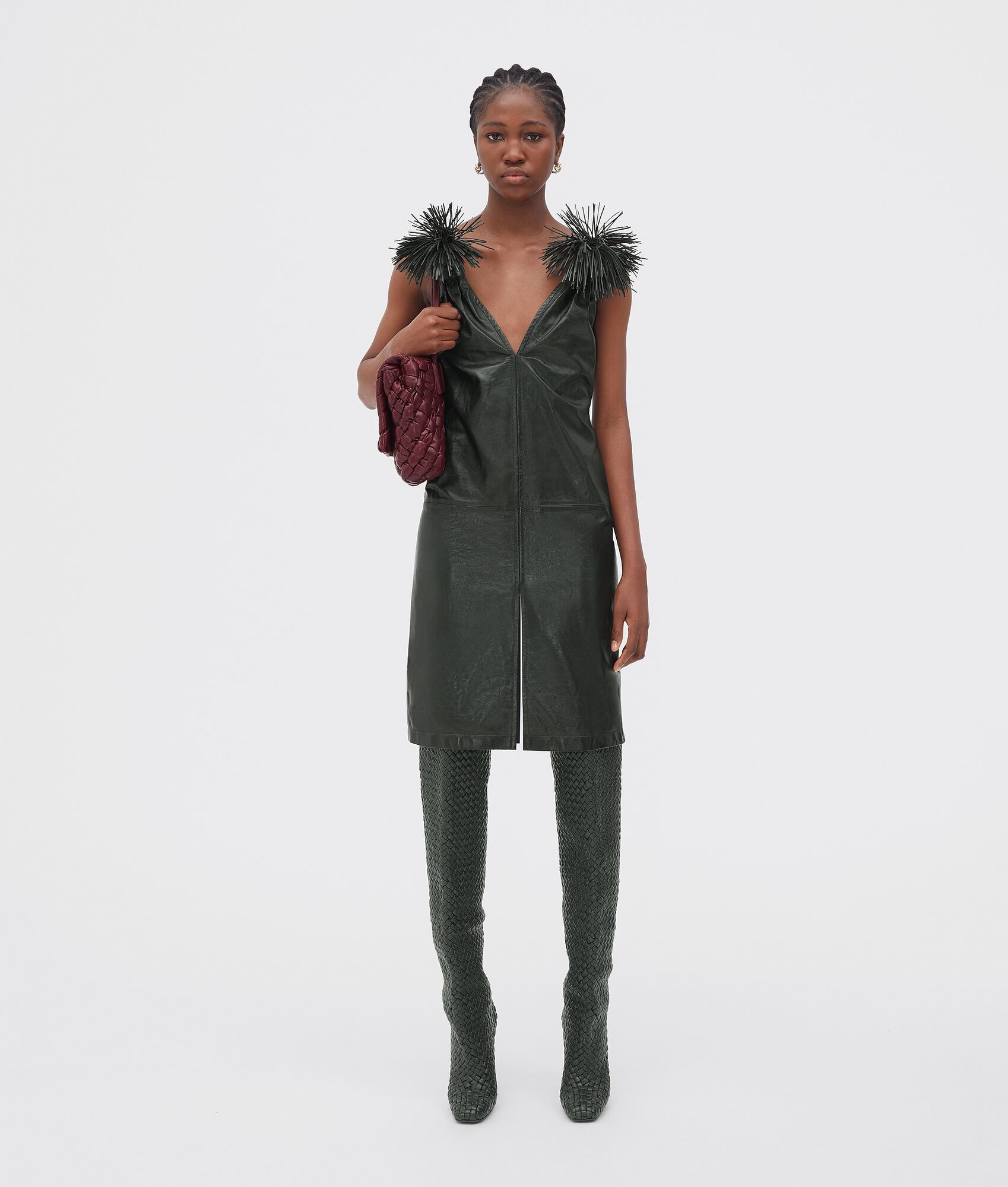 shiny leather tassel dress - 5
