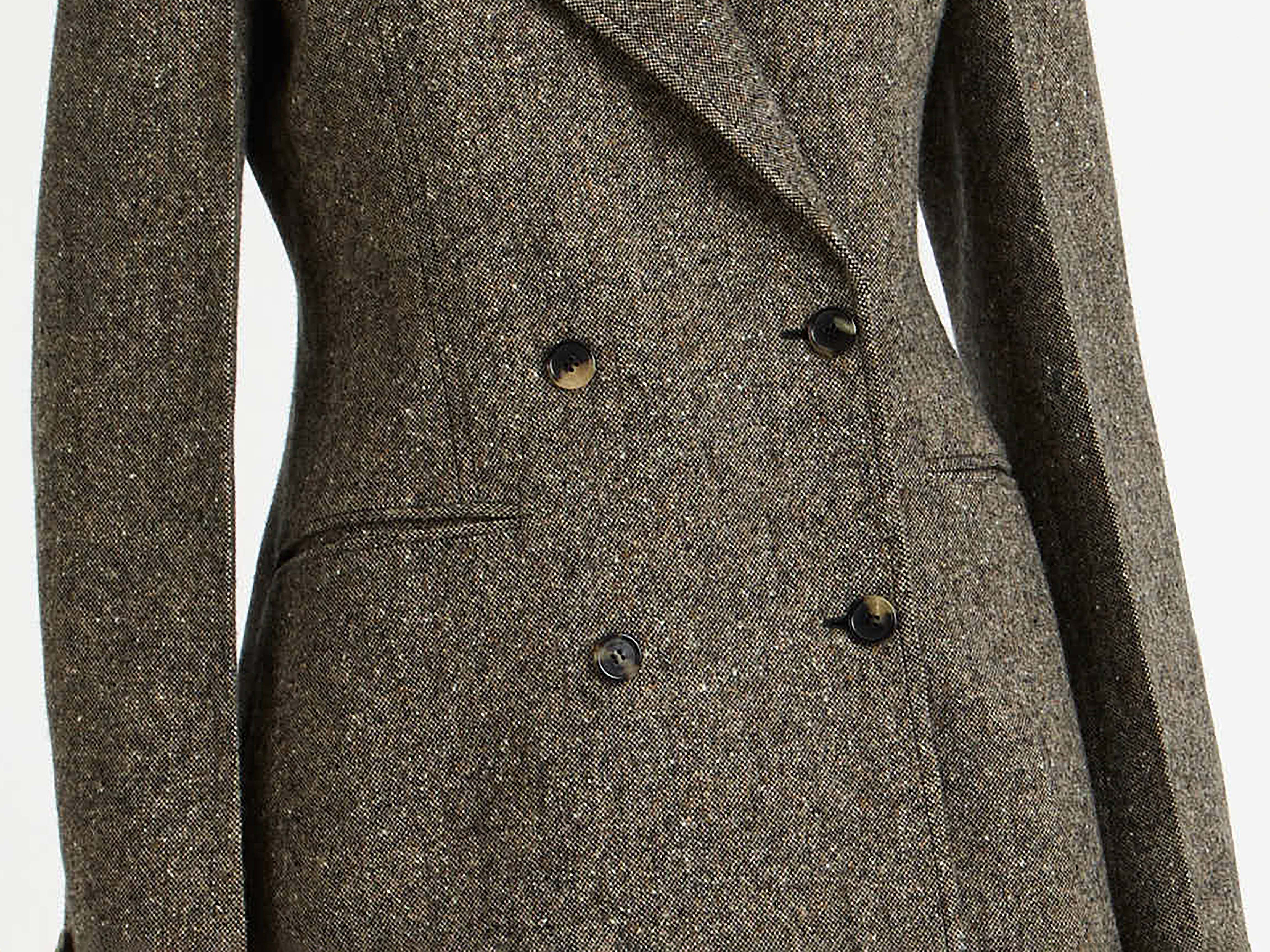 FITTED WAIST TAILORED JACKET IN BEIGE & BLACK - 5