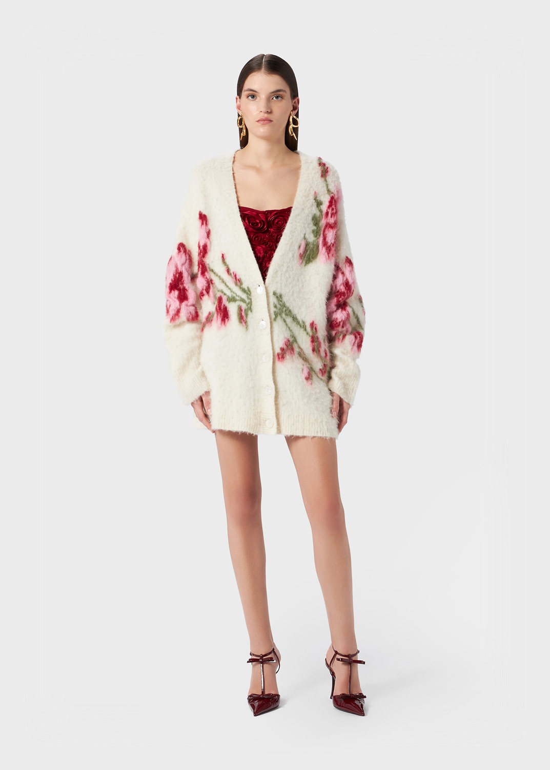 CARDIGAN WITH JACQUARD ROSES - 2