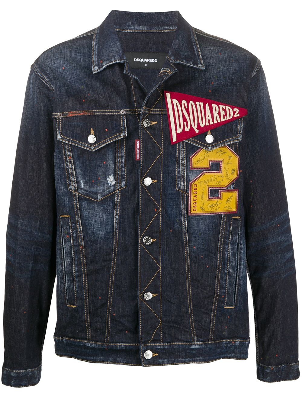 logo embroidered denim jacket - 1