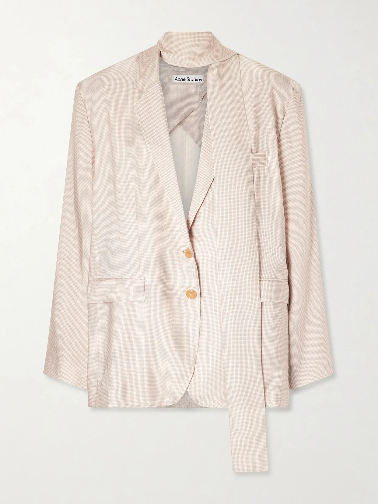 Oversized Scarf-detailed Checked Twill Blazer - 1