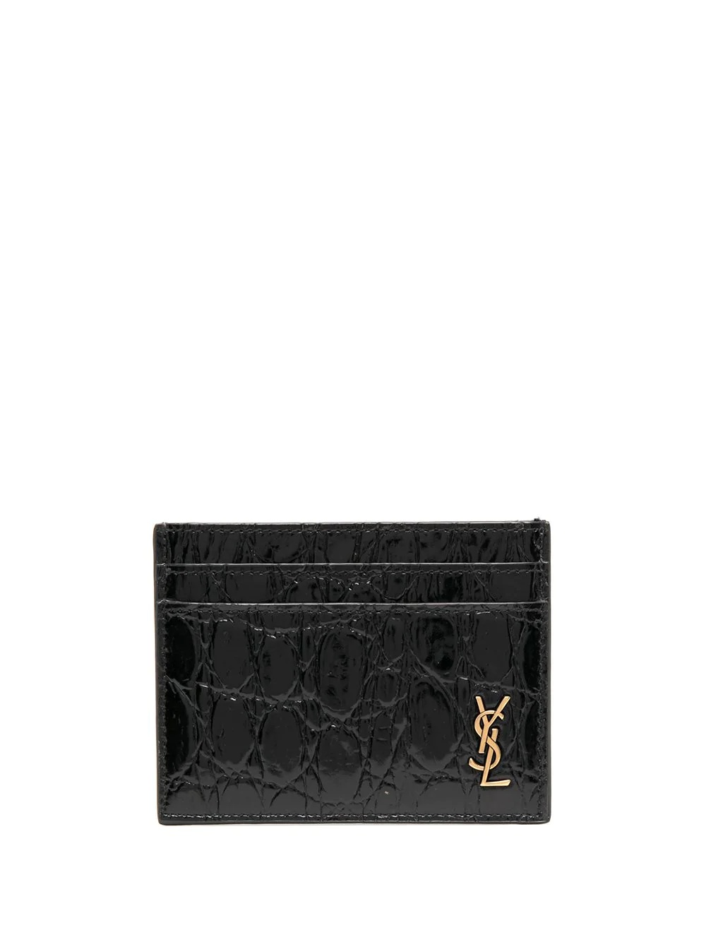 tiny Monogram crocodile-embossed cardholder - 1