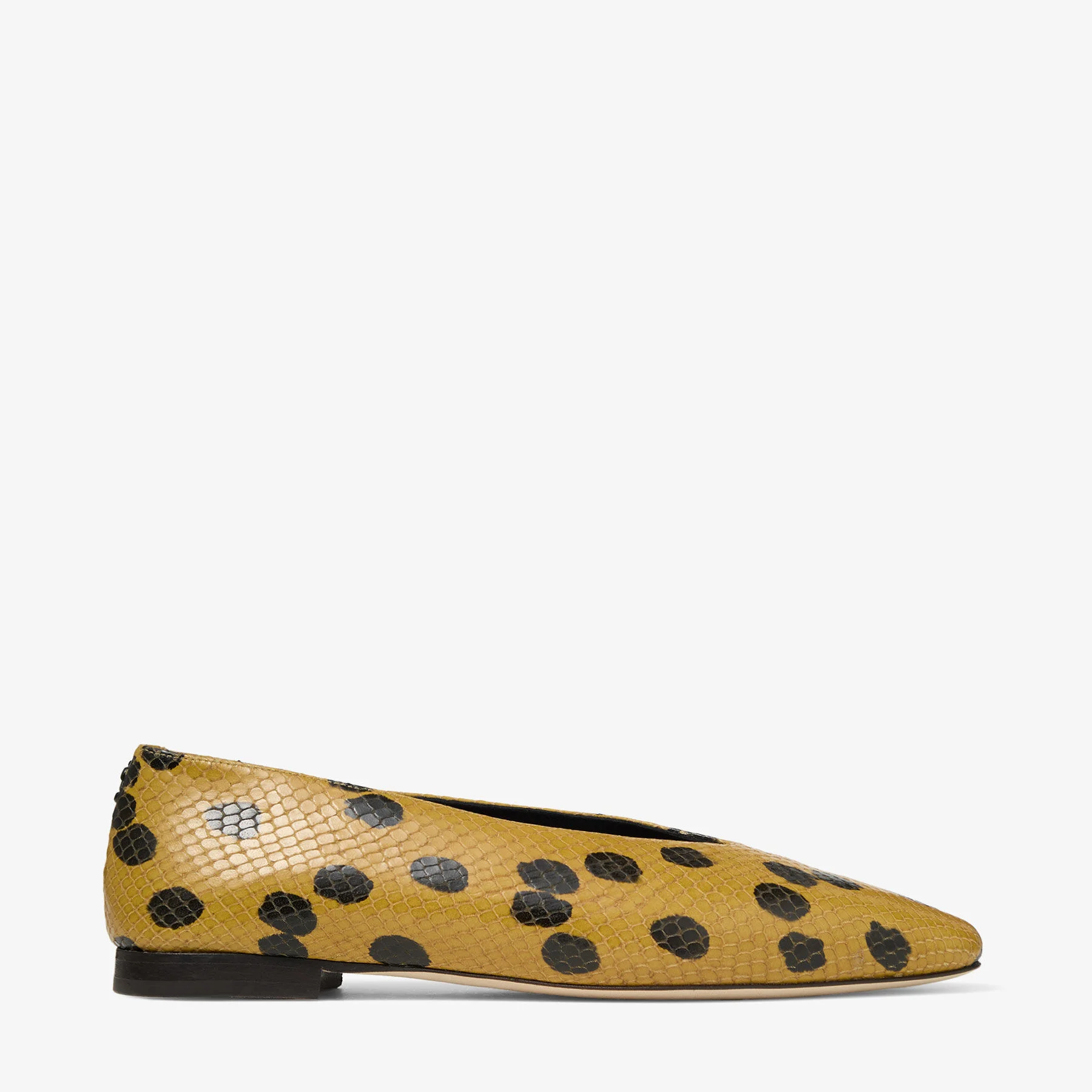 Margot Flat Cigar and Black Spotty Elaphe-Printed Leather Flats - 1