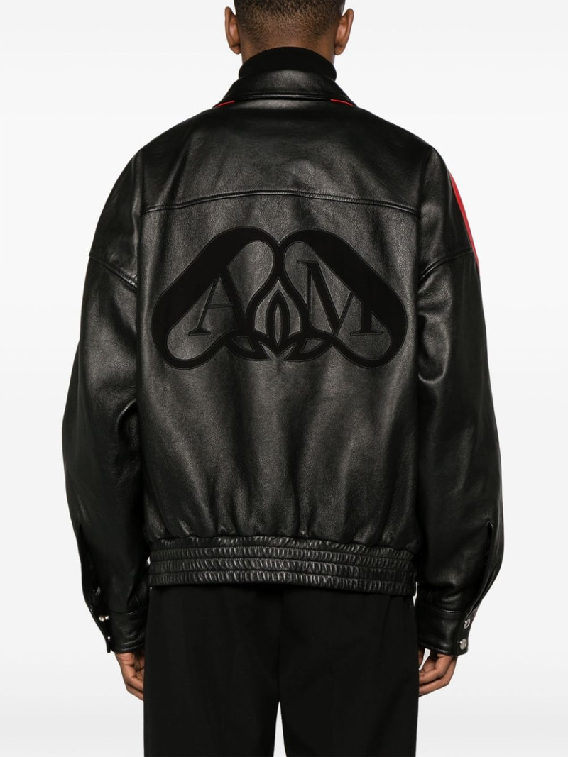 striped leather Biker jacket 4