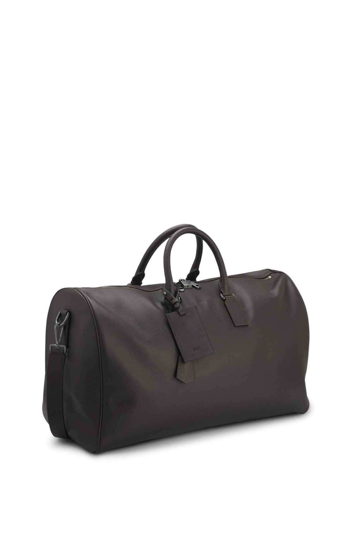 BECKHAM X BOSS HOLDALL IN GRAINED LEATHER WITH ADDRESS TAG - 5