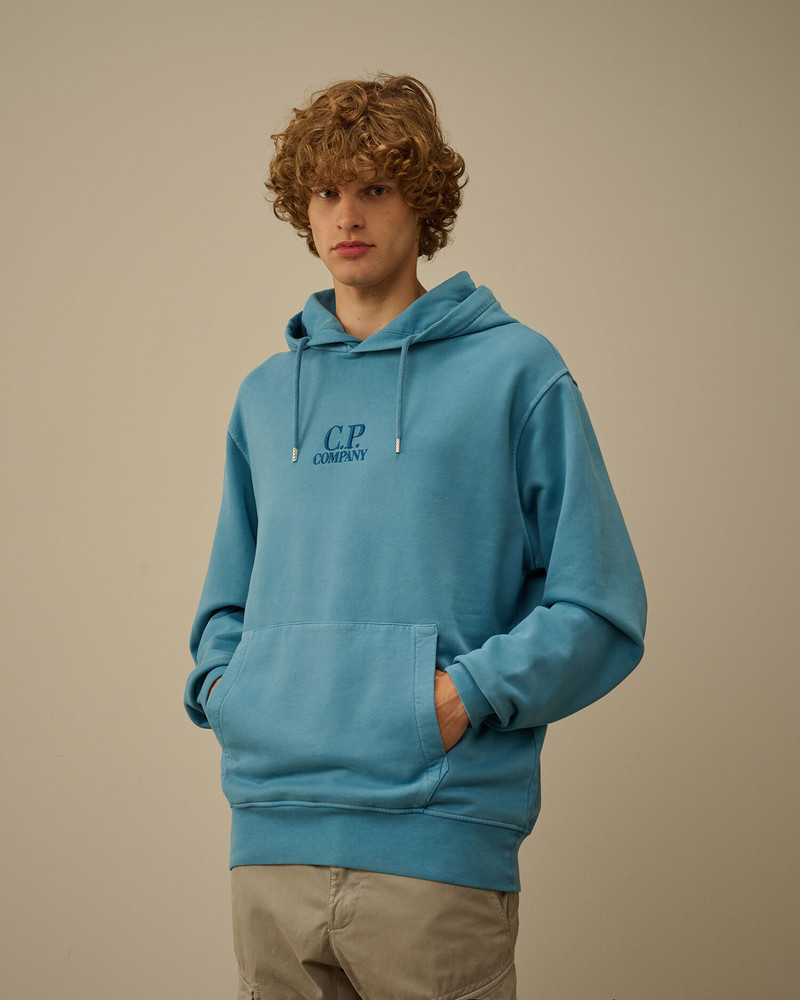 Brushed and Emerized Diagonal Fleece Hooded Logo Sweatshirt 3