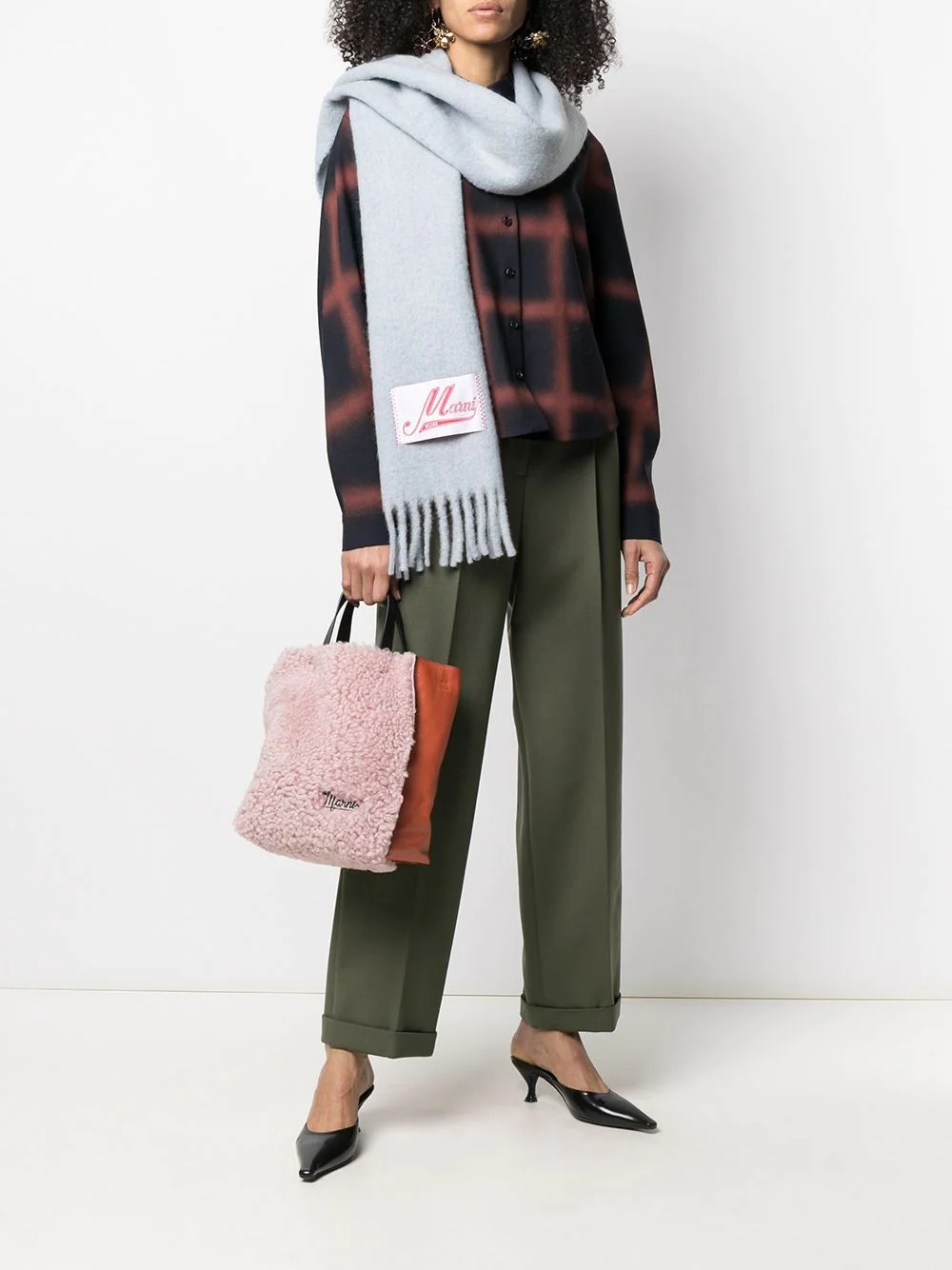 logo-patch fringed scarf - 2