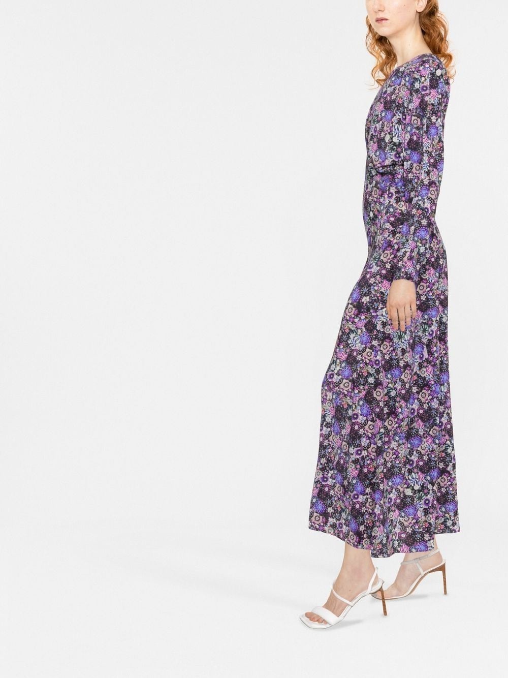 floral-print long-sleeve maxi dress - 4