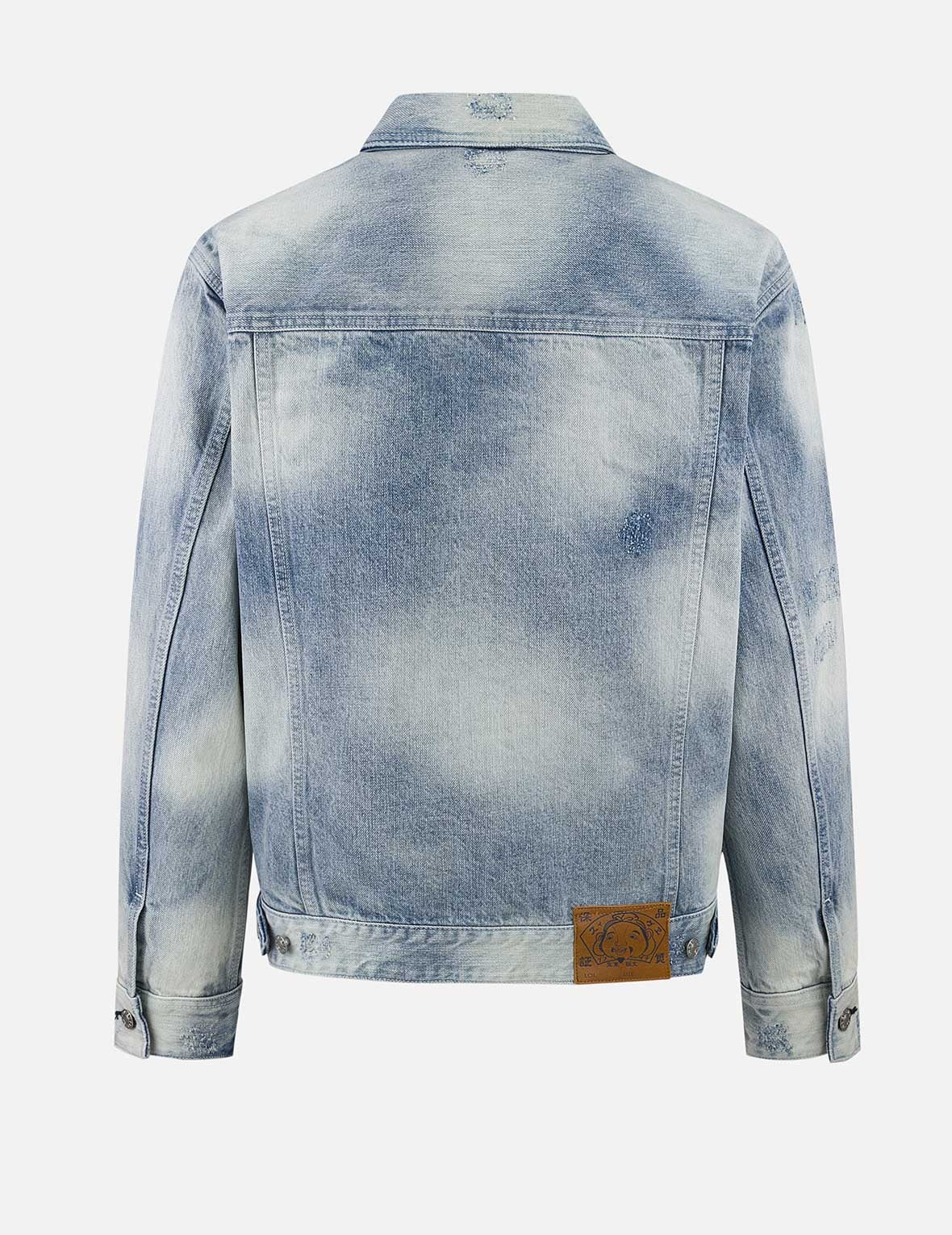 Seagull Appliqué Embroidery Relax Fit Denim Jacket - 2
