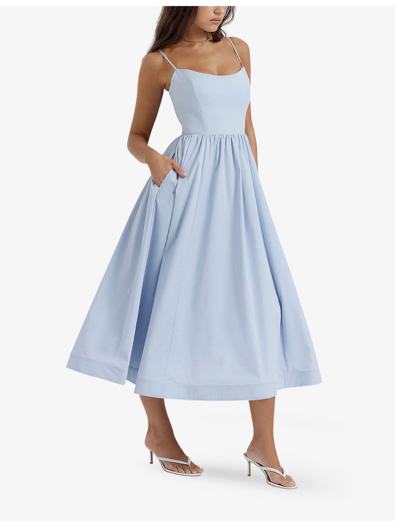 Lolita scoop-neck stretch cotton-blend midi dress 3