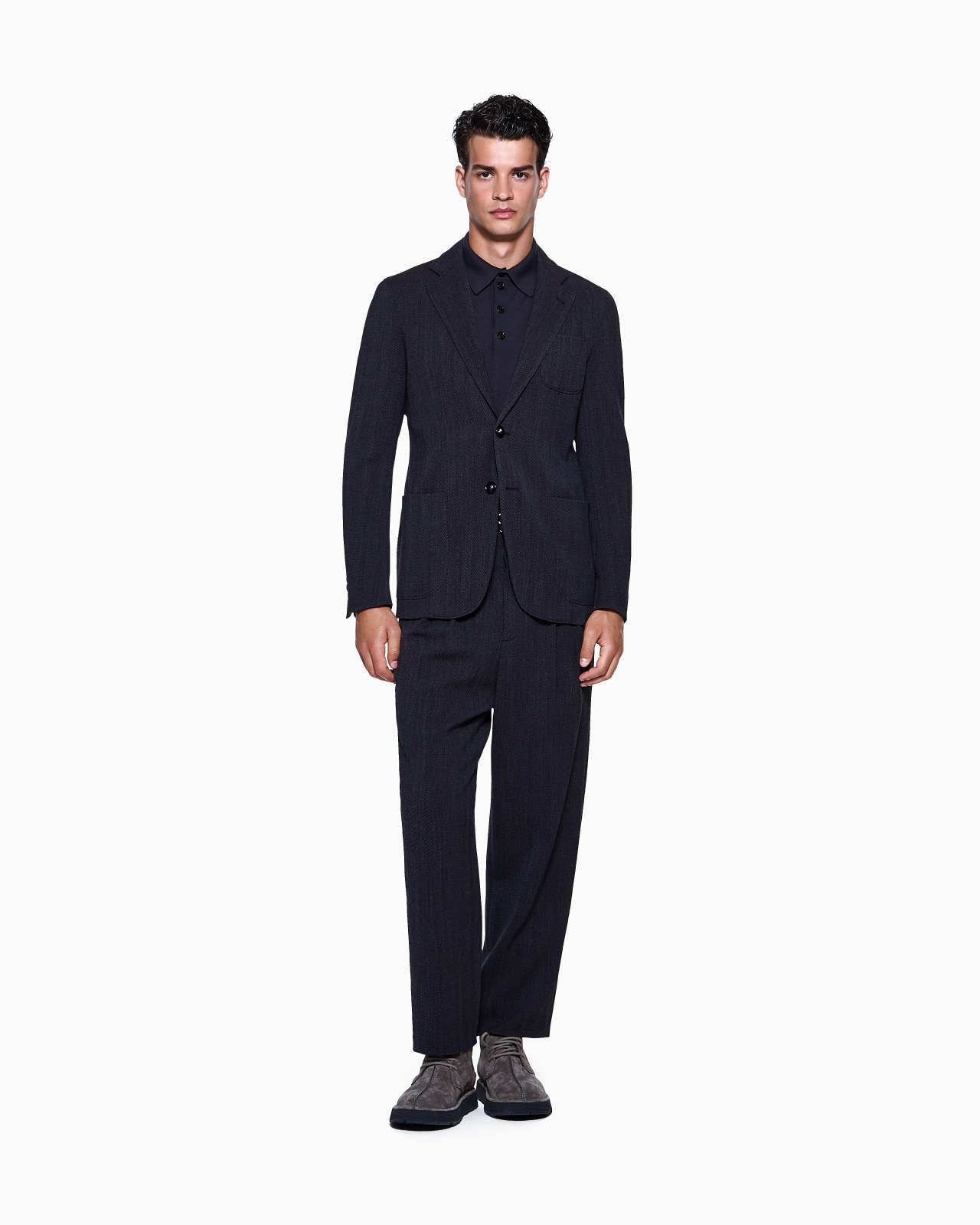 UPTON LINE SINGLE-BREASTED JACKET IN CHEVRON STRETCH VIRGIN WOOL - 2
