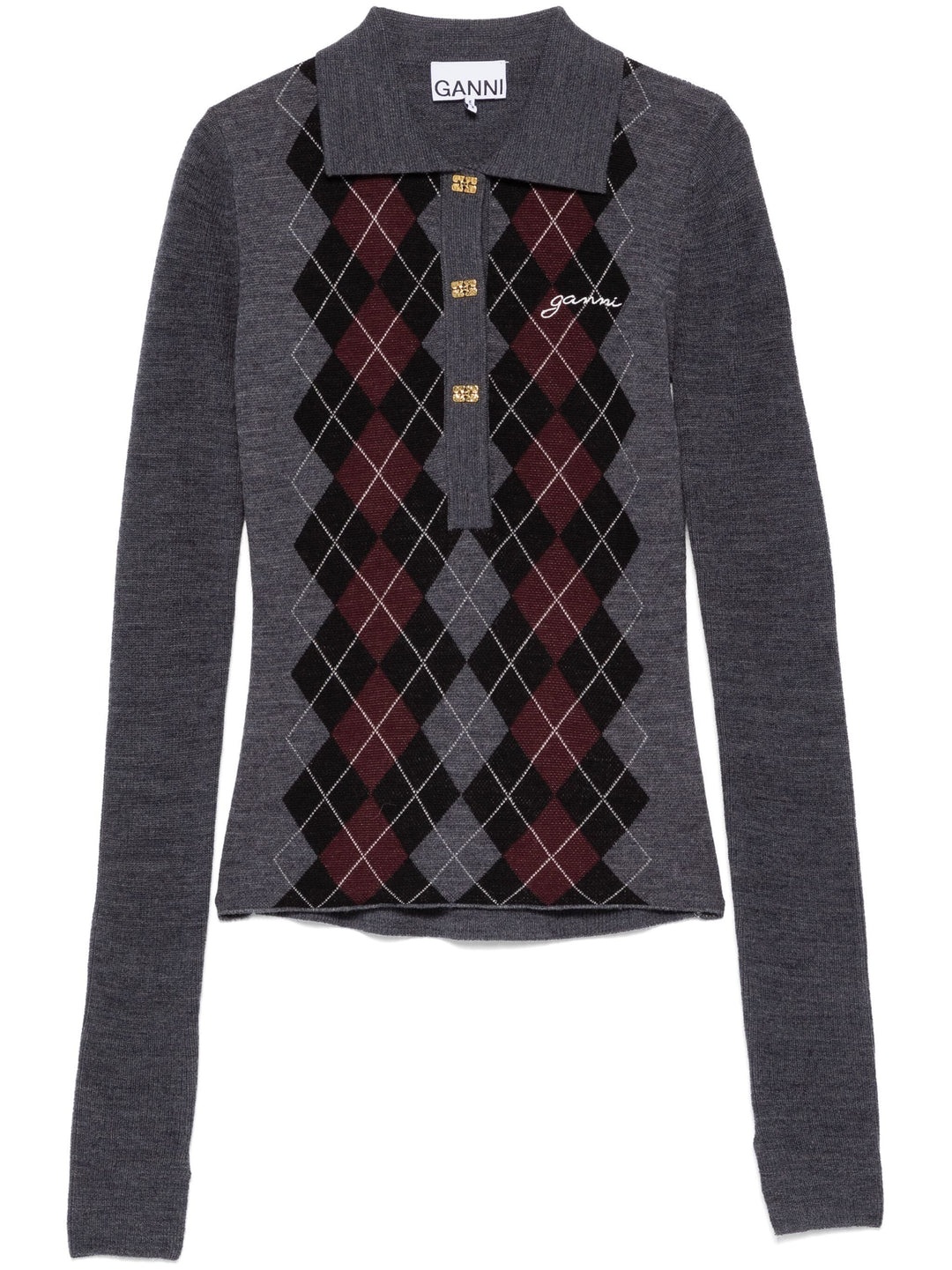 Tシャツ・カットソー Ganni Fine Merino Jacquard Polo With Classic Collar Fine Merino Jacquard Leopard Polo | GANNI | WORKSHOP