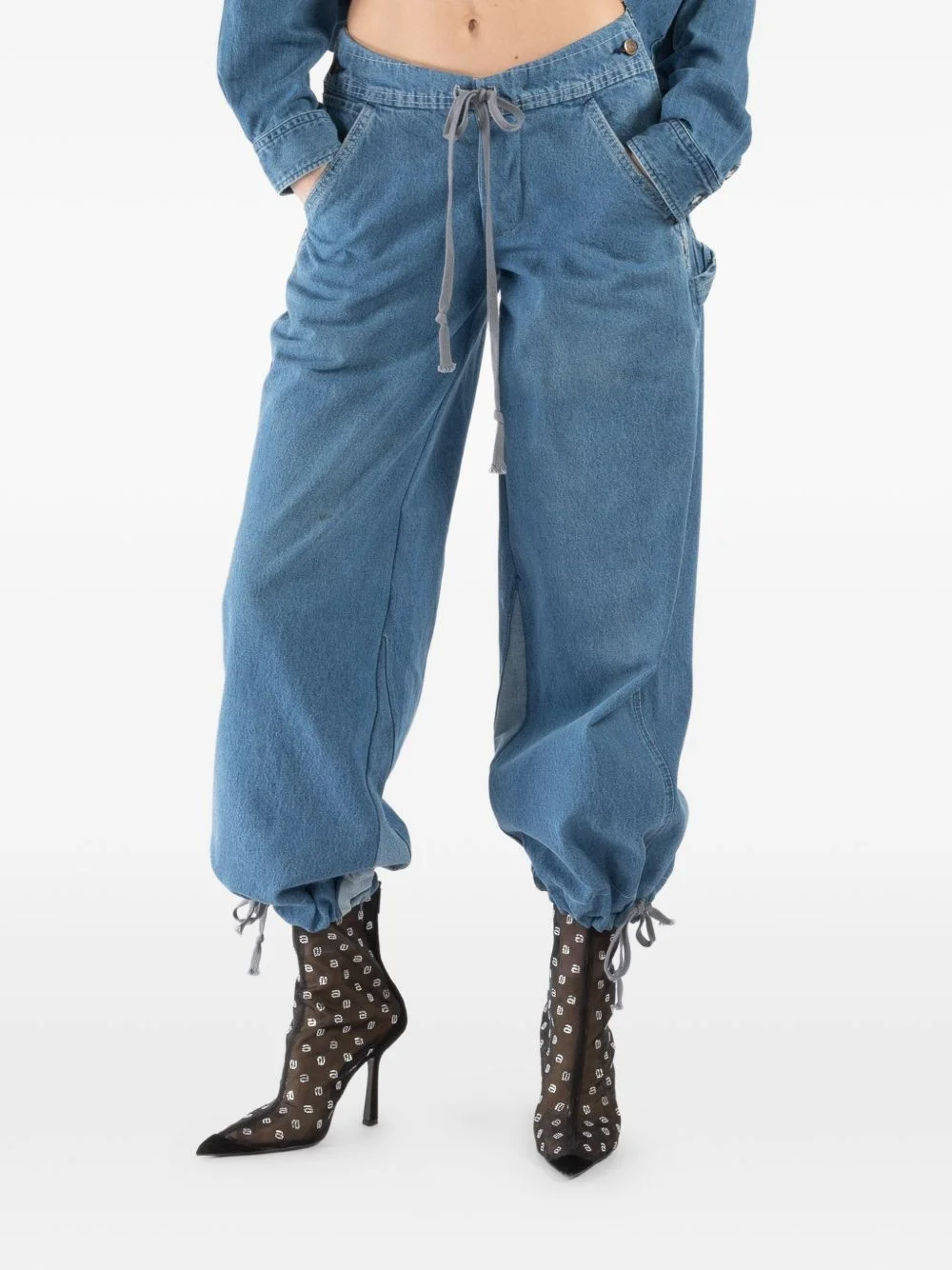 drawstring wide-leg trousers - 1