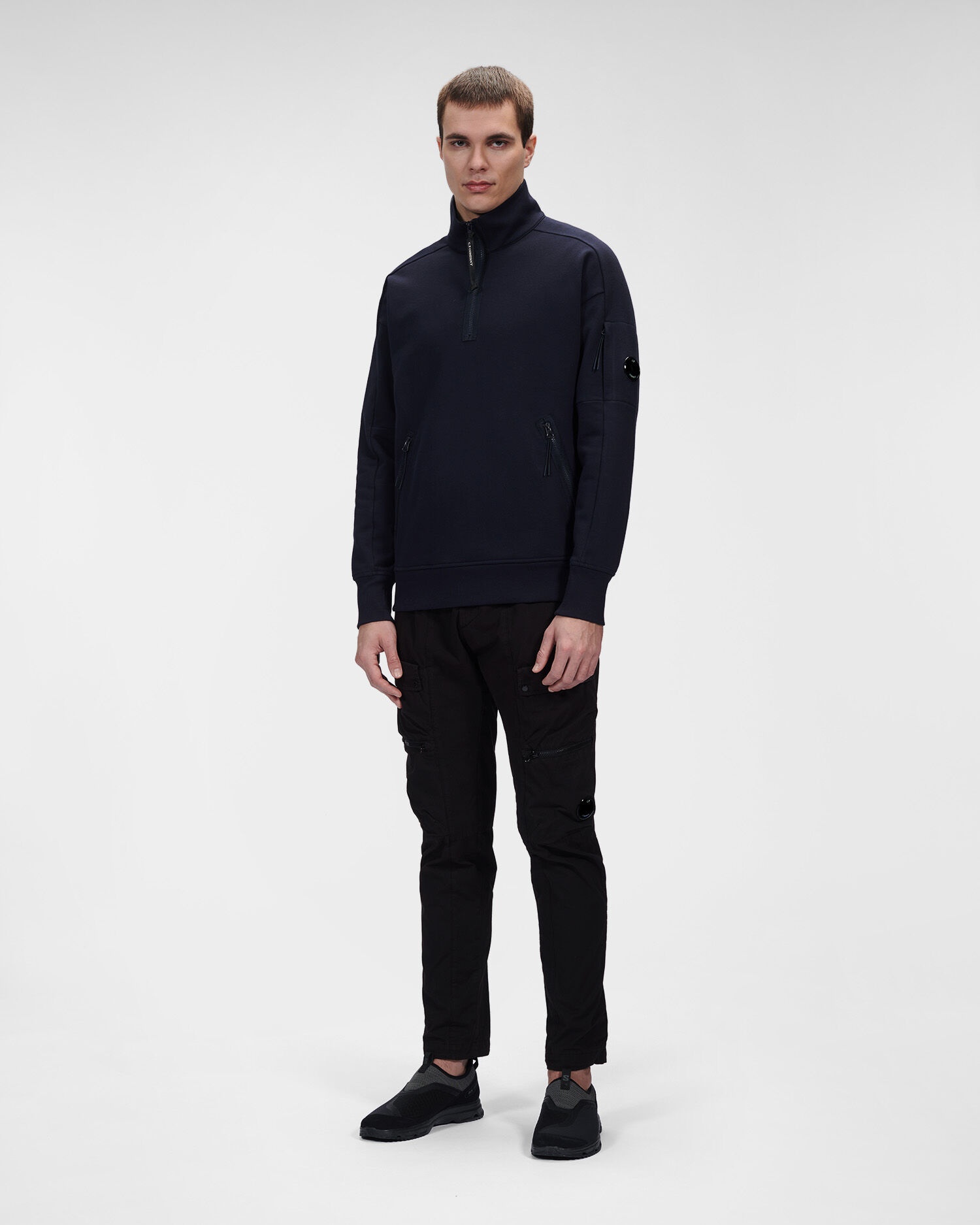 C.P. Company Diagonal Raised Fleece Stand Collar Sweatshirt