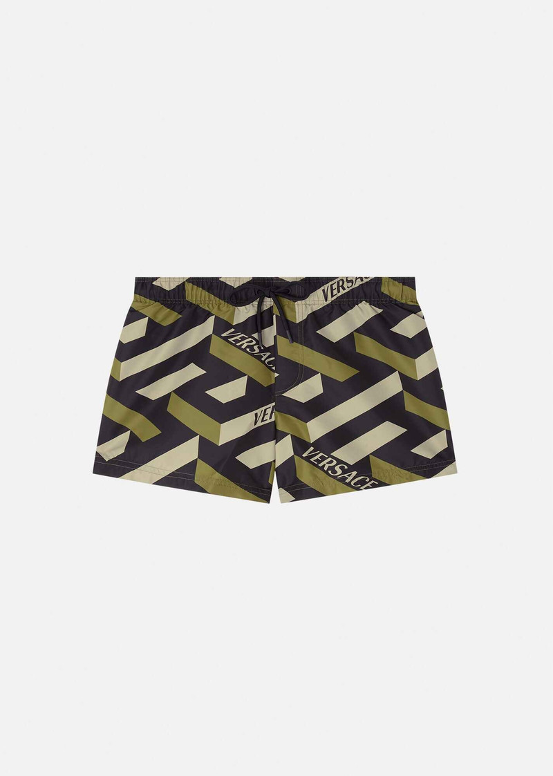 Greca Signature Print Short Swim Shorts 1