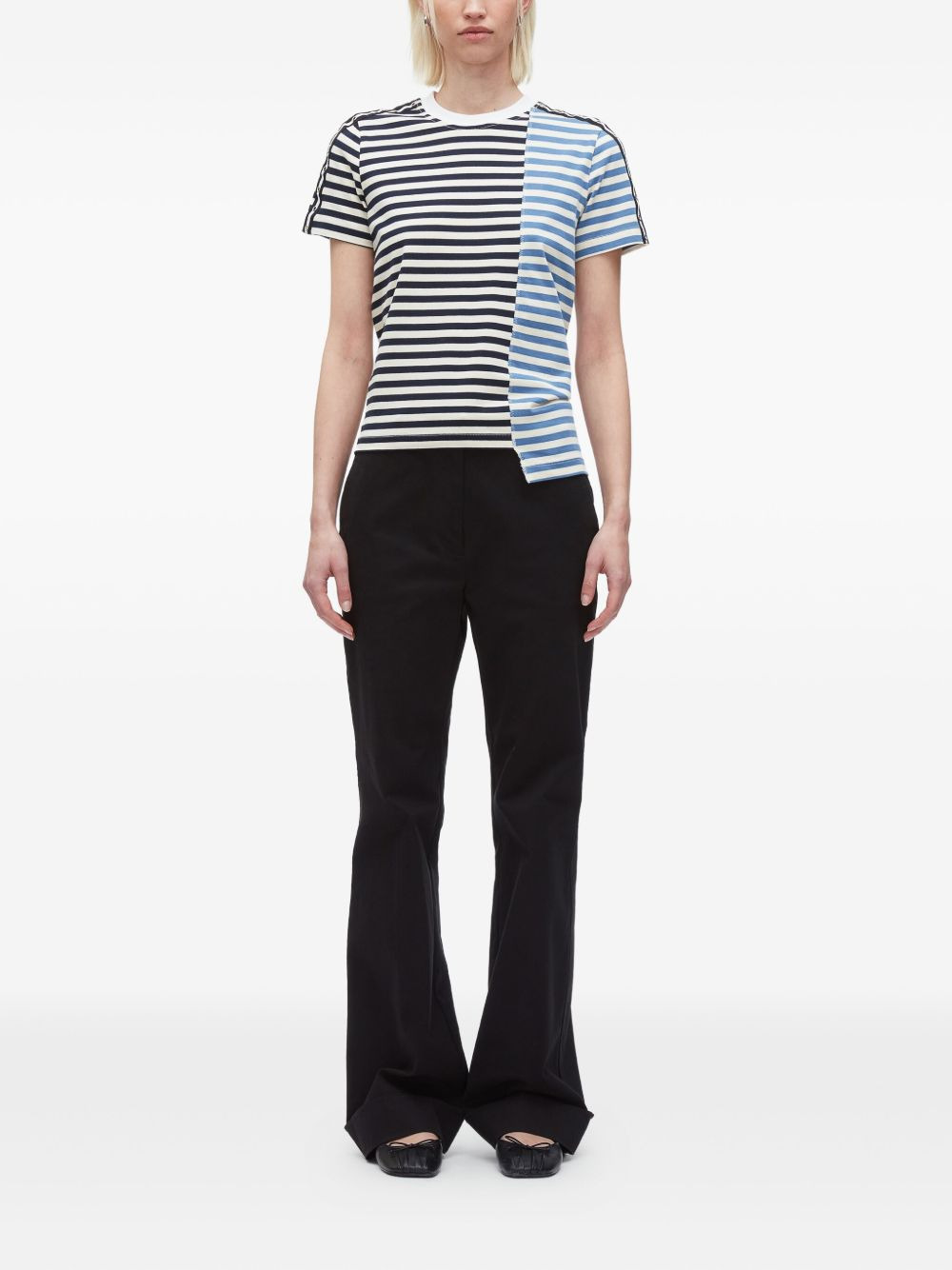 striped panelled T-shirt - 2
