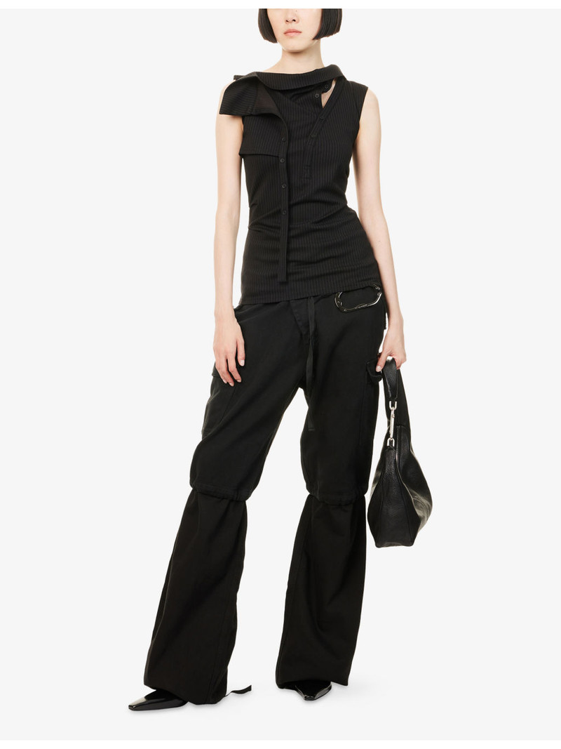 OTTOLINGER Ada Pinstripe Asymmetric Woven Top outlook