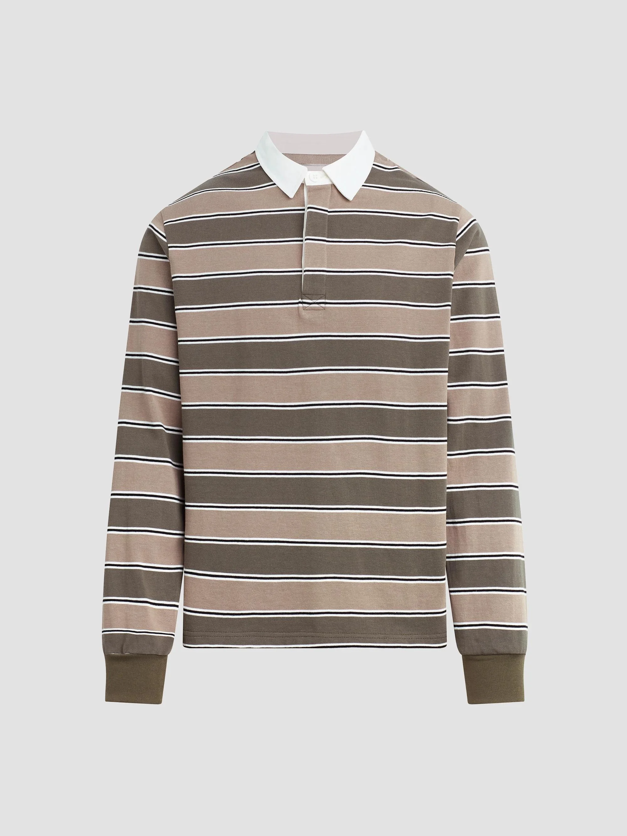 Men's Stripe Cotton Rugby Shirt - Tea Leaf Multi - 1