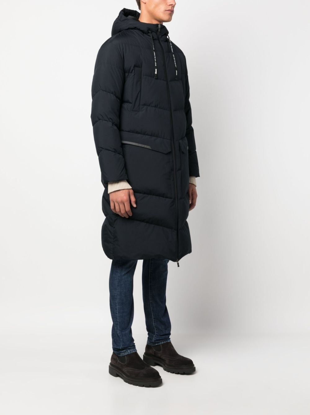 padded drawstring-hooded coat - 3