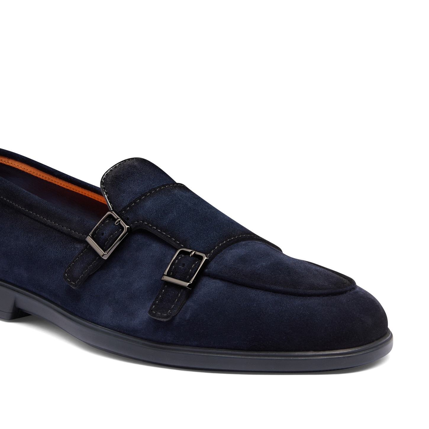Men's blue suede double-buckle loafer - 6