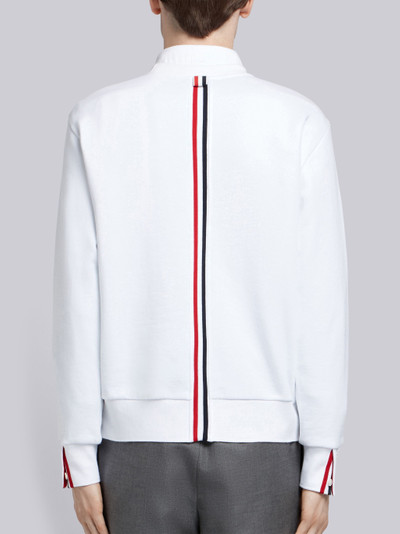 Thom Browne White Loopback Jersey Knit Center Back Stripe Crew Neck Pullover outlook