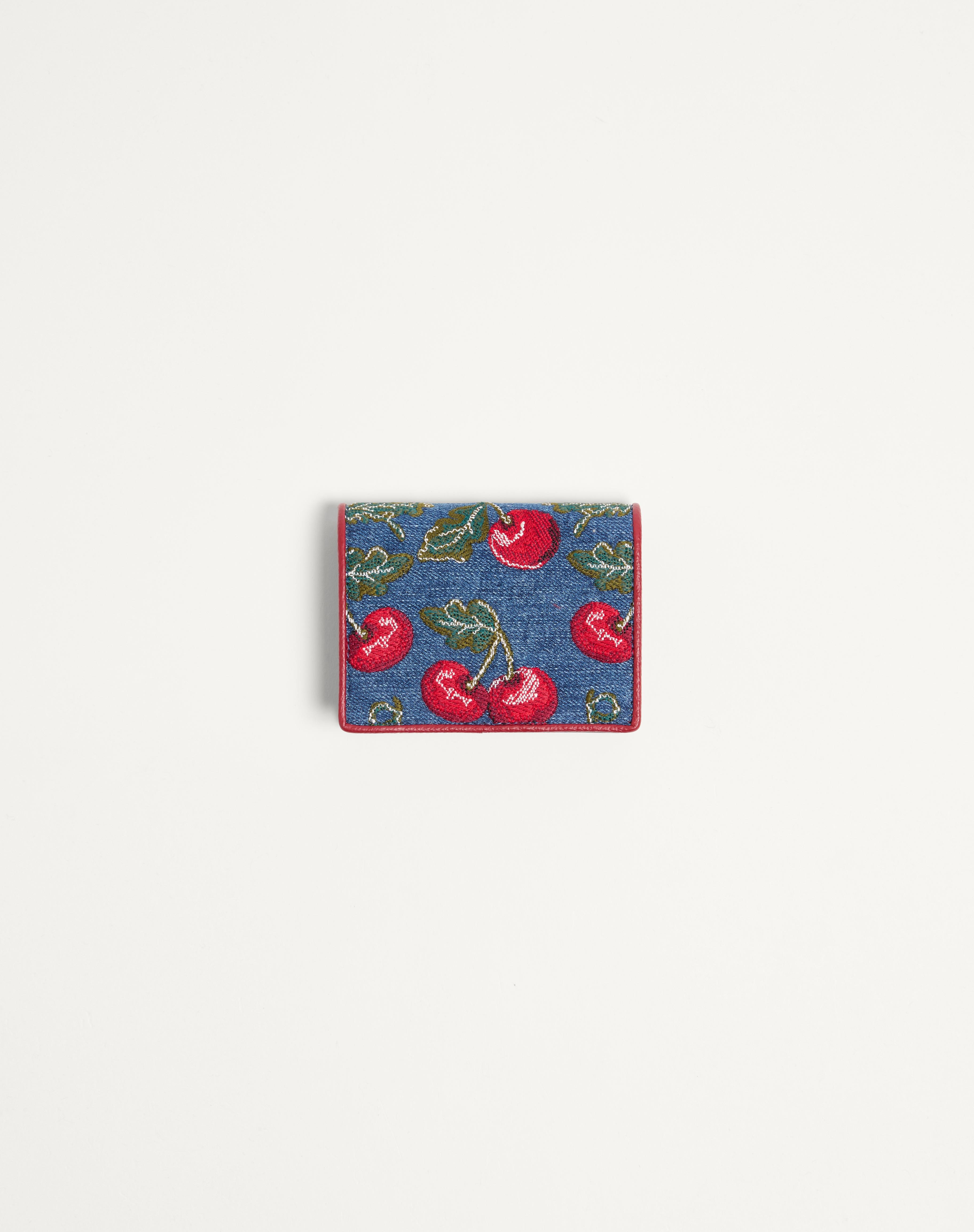 VLOGO SIGNATURE DENIM WALLET WITH CHERRYFIC EMBROIDERY - 3