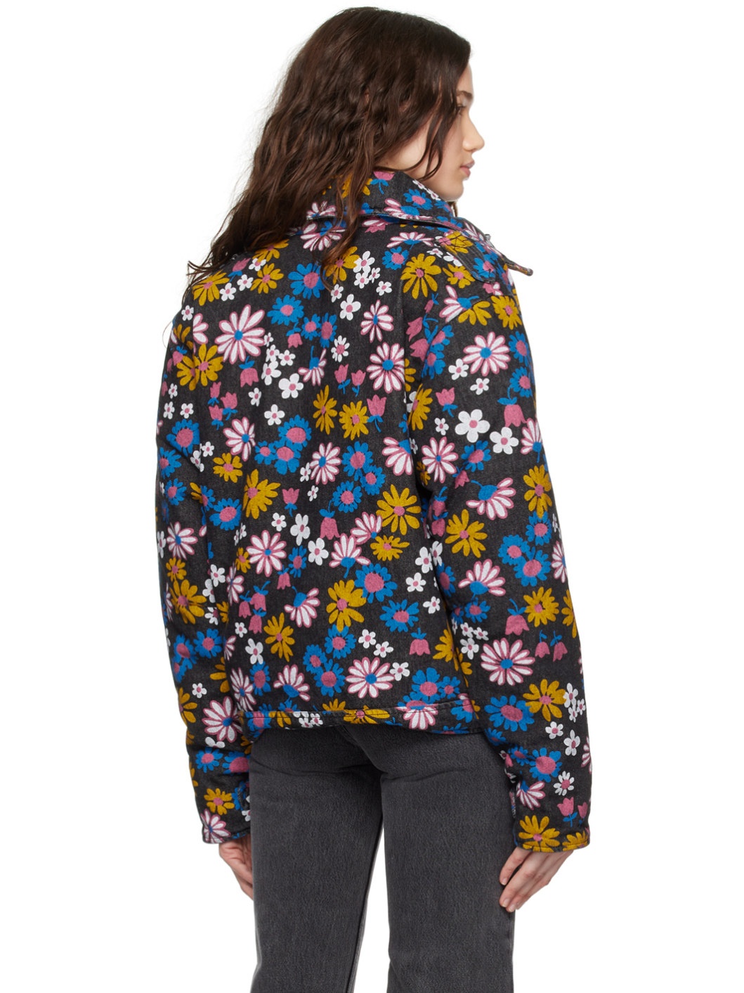Black Floral Denim Jacket - 3