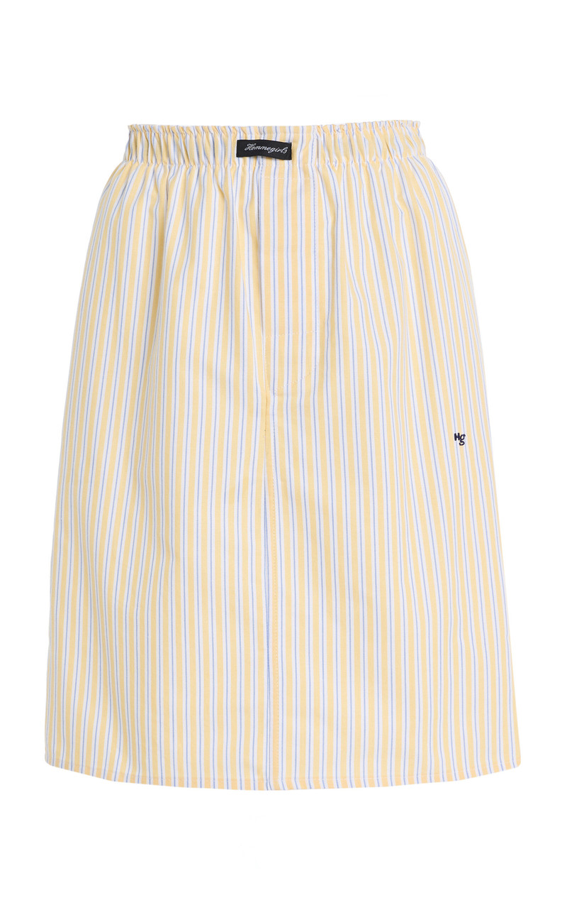 Striped Cotton Oxford Boxer Skirt yellow 1