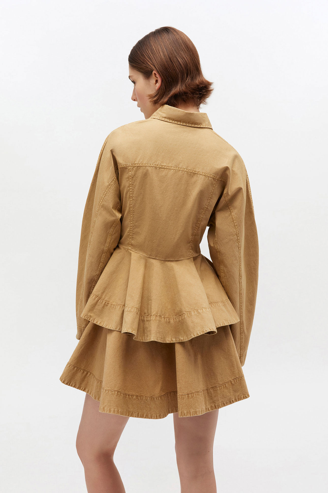 BEIGE WASHED PEPLUM SHIRT - 4