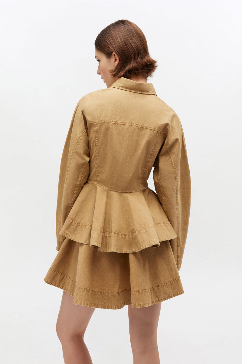 BEIGE WASHED PEPLUM SHIRT 4