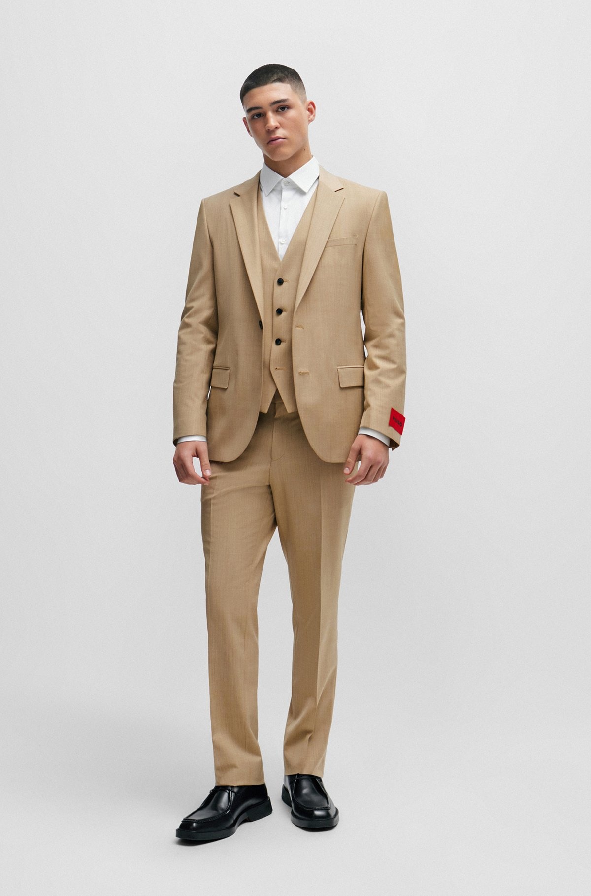 SLIM-FIT JACKET IN PATTERNED SUPER-FLEX FABRIC - 3