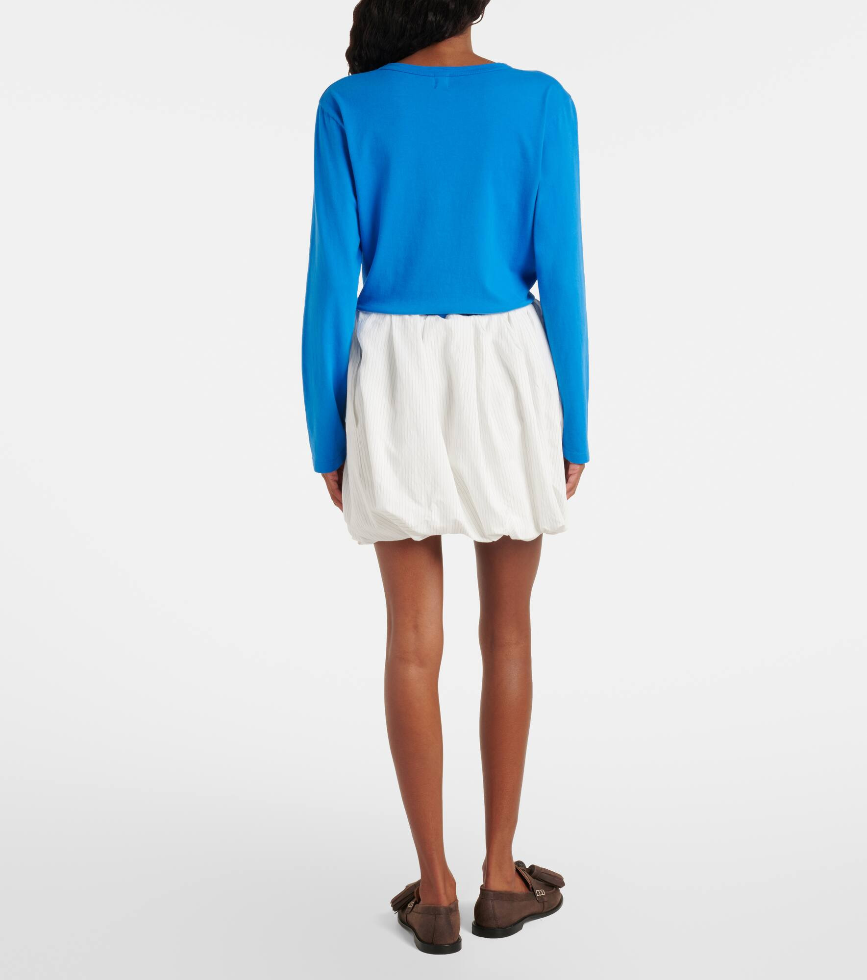 Gathered pinstripe balloon miniskirt - 3
