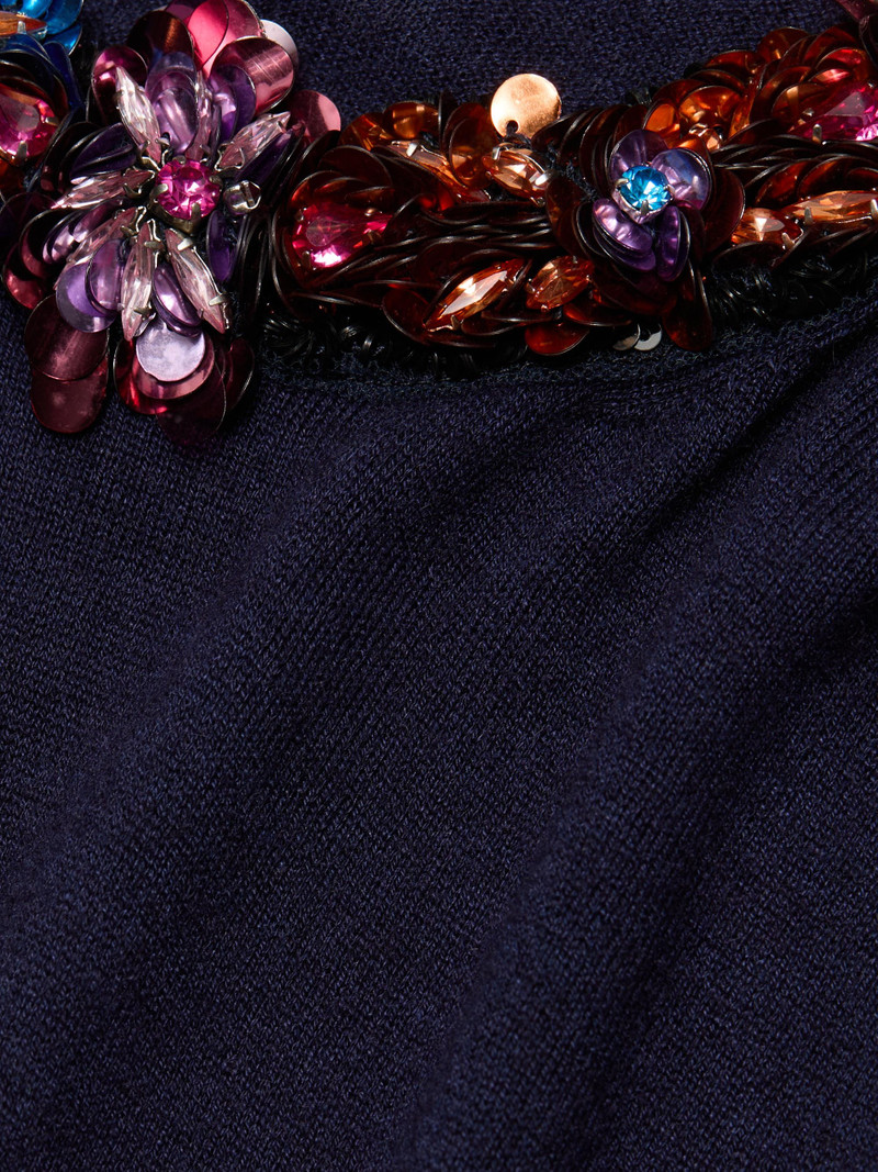 Women's Jeweled Neckline Knit Top - Blue Mare 7