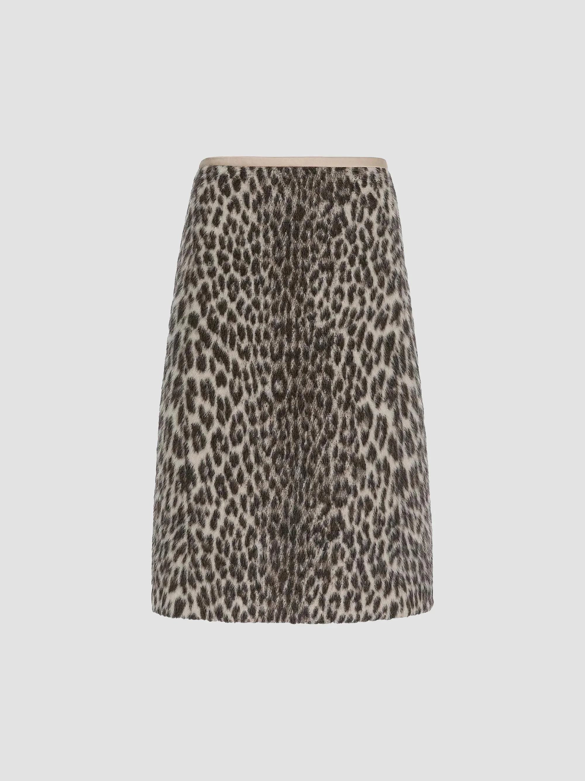 Women's Jacquard Wool and Alpaca Calf Length Skirt - Ecru - 1