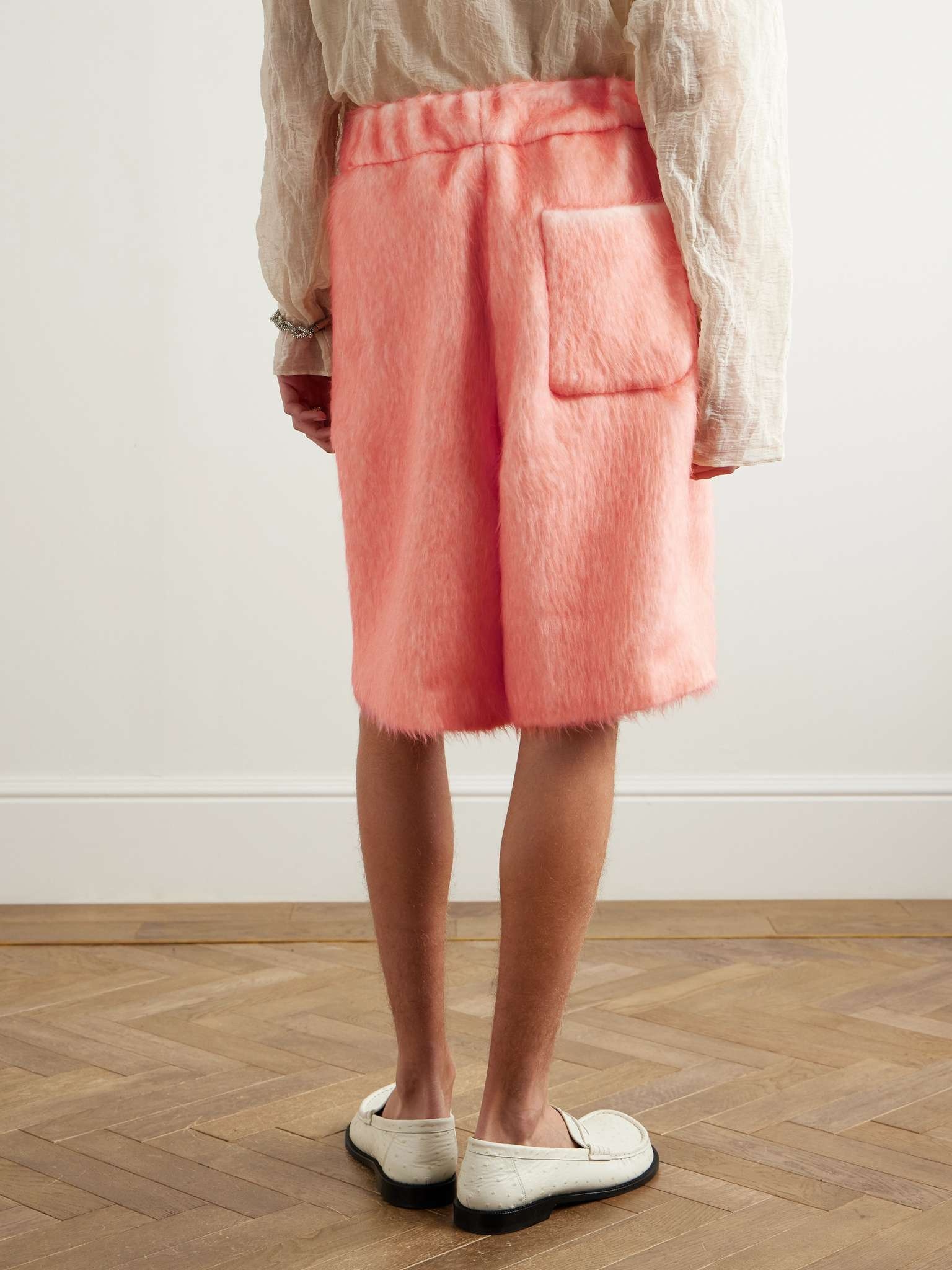 Wide-Leg Pleated Brushed Alpaca and Wool-Blend Shorts - 4