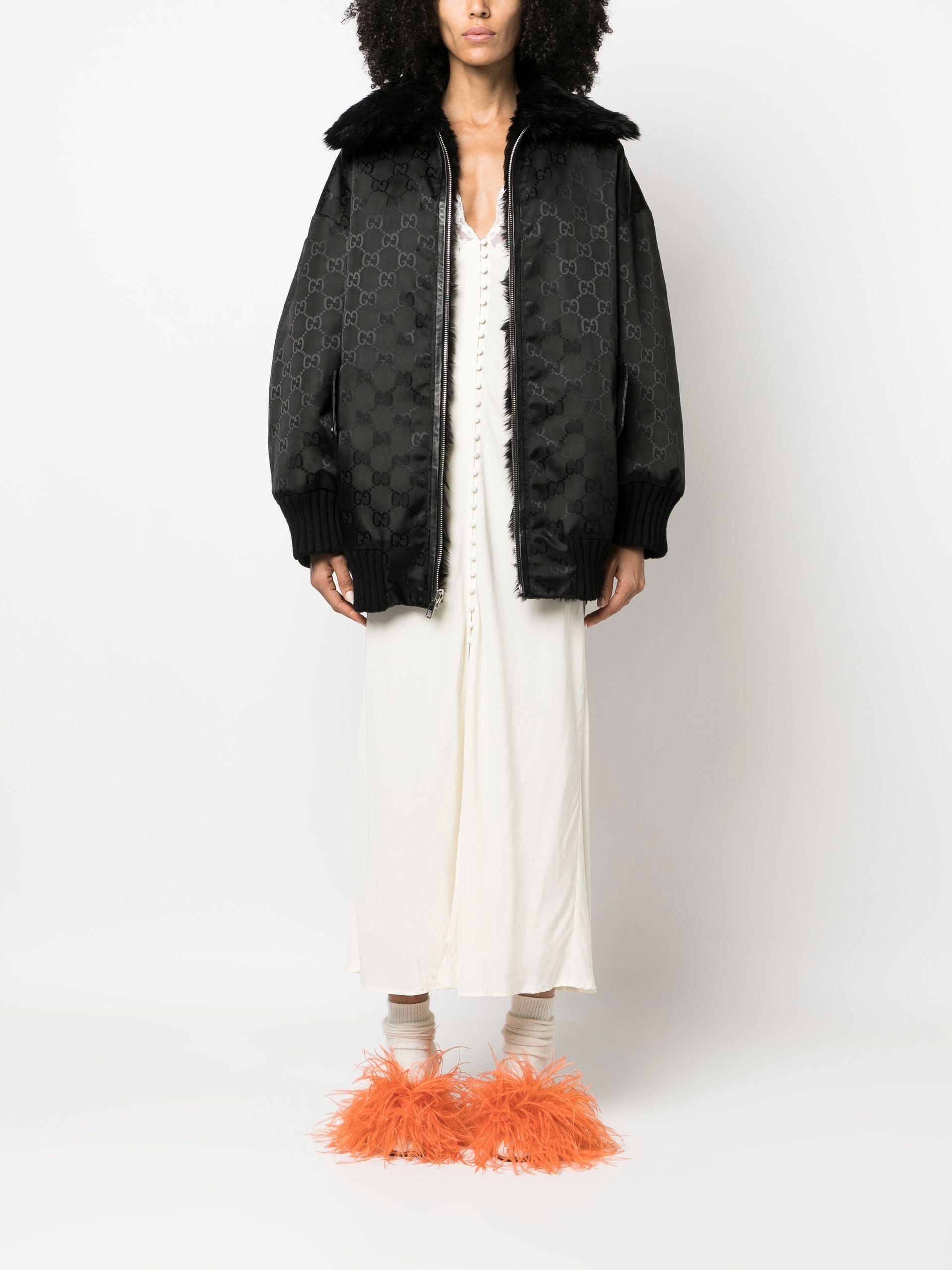Black Reversible Shearling Jacket - 6