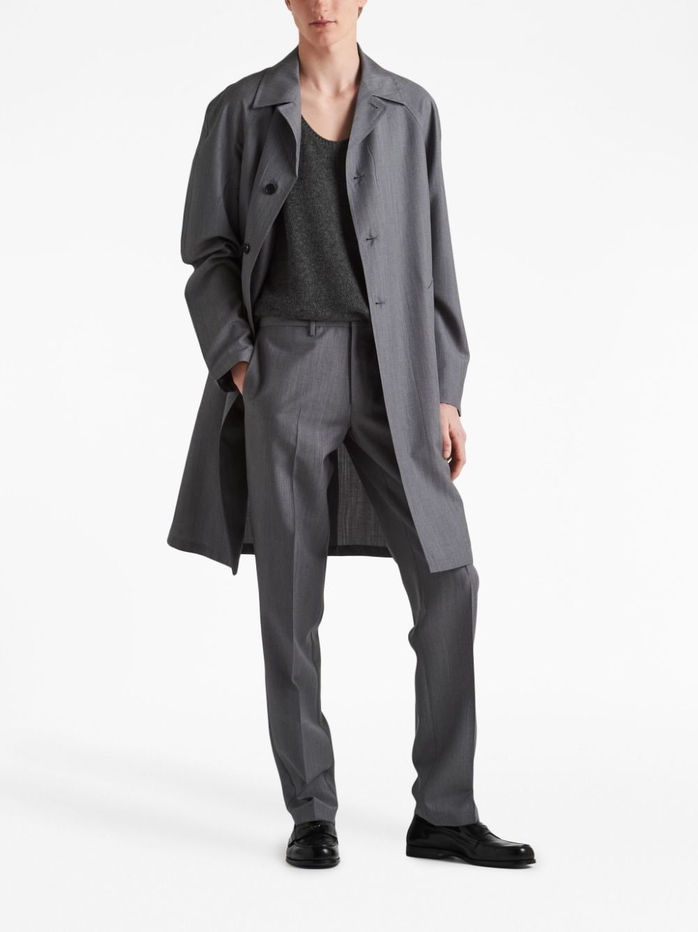 triangle-logo mohair tailored trousers - 2