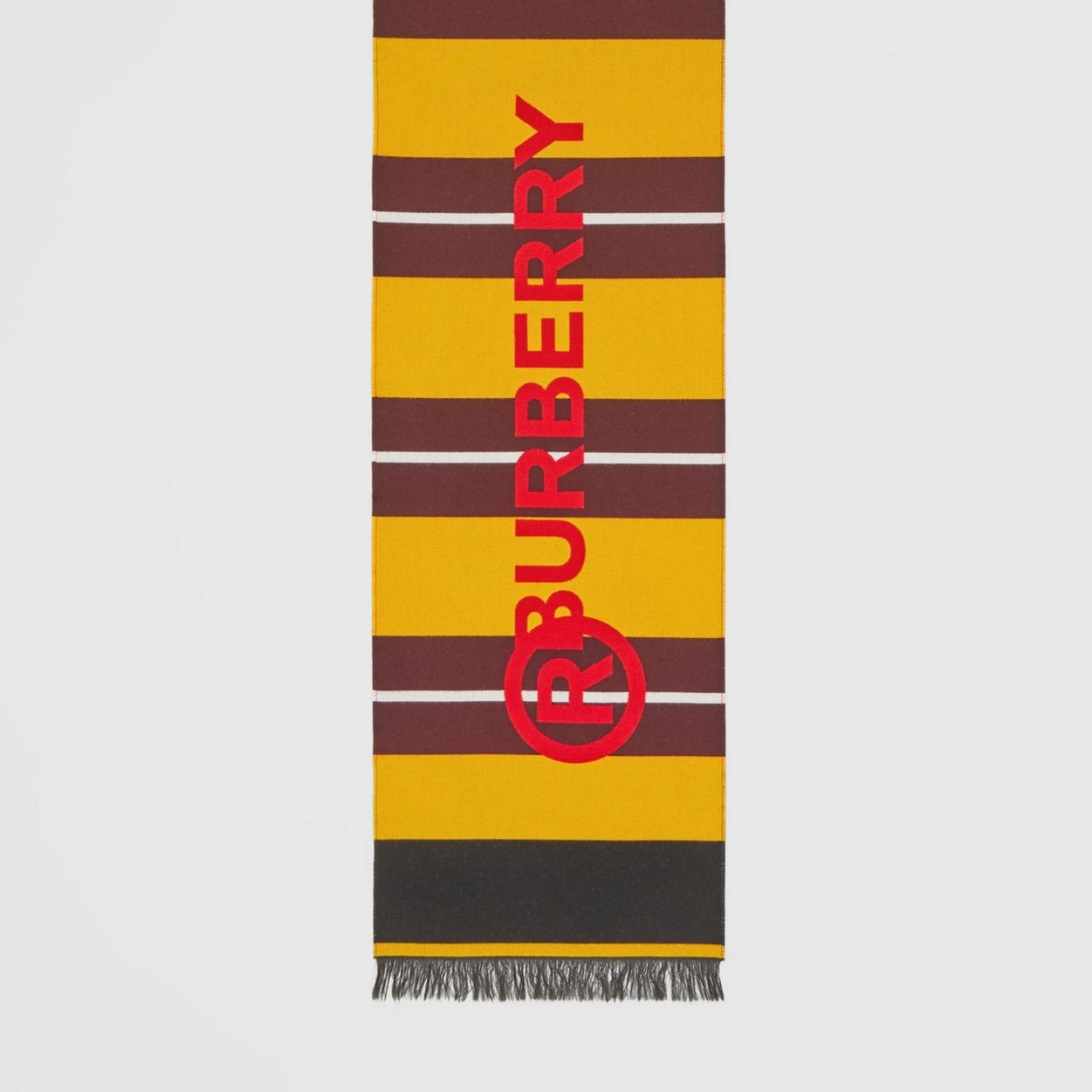 Striped Logo Wool Silk Jacquard Scarf - 5