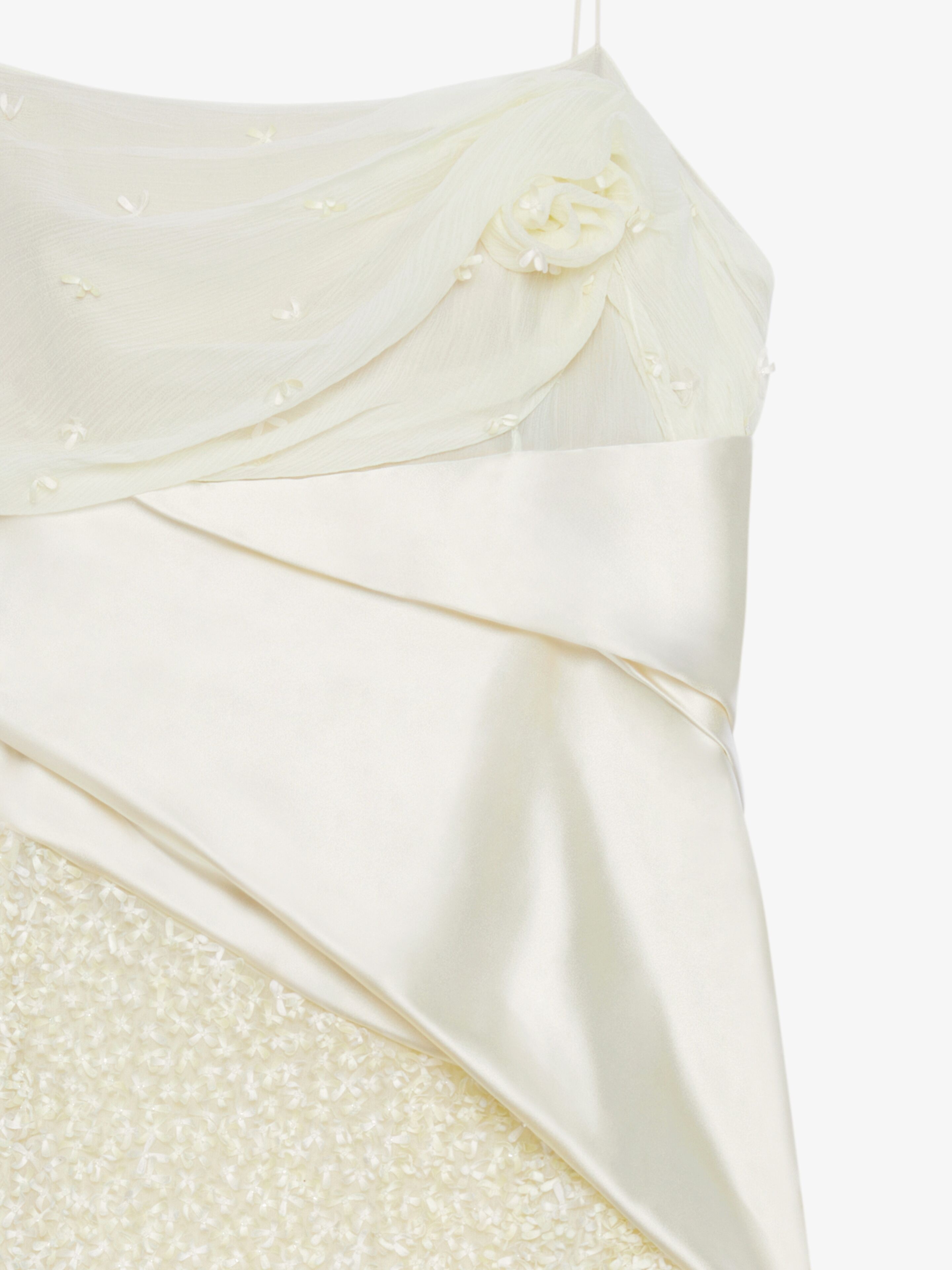 STRAPS DRESS IN SILK MUSLIN WITH EMBROIDERED FLOWERS - 5