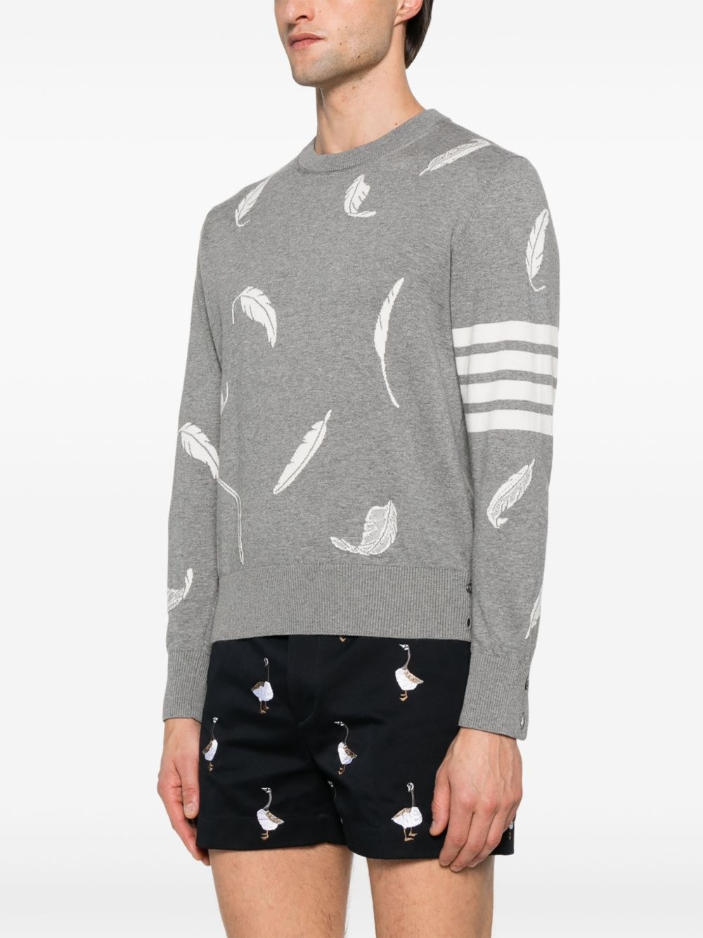feather-intarsia cotton sweater - 3