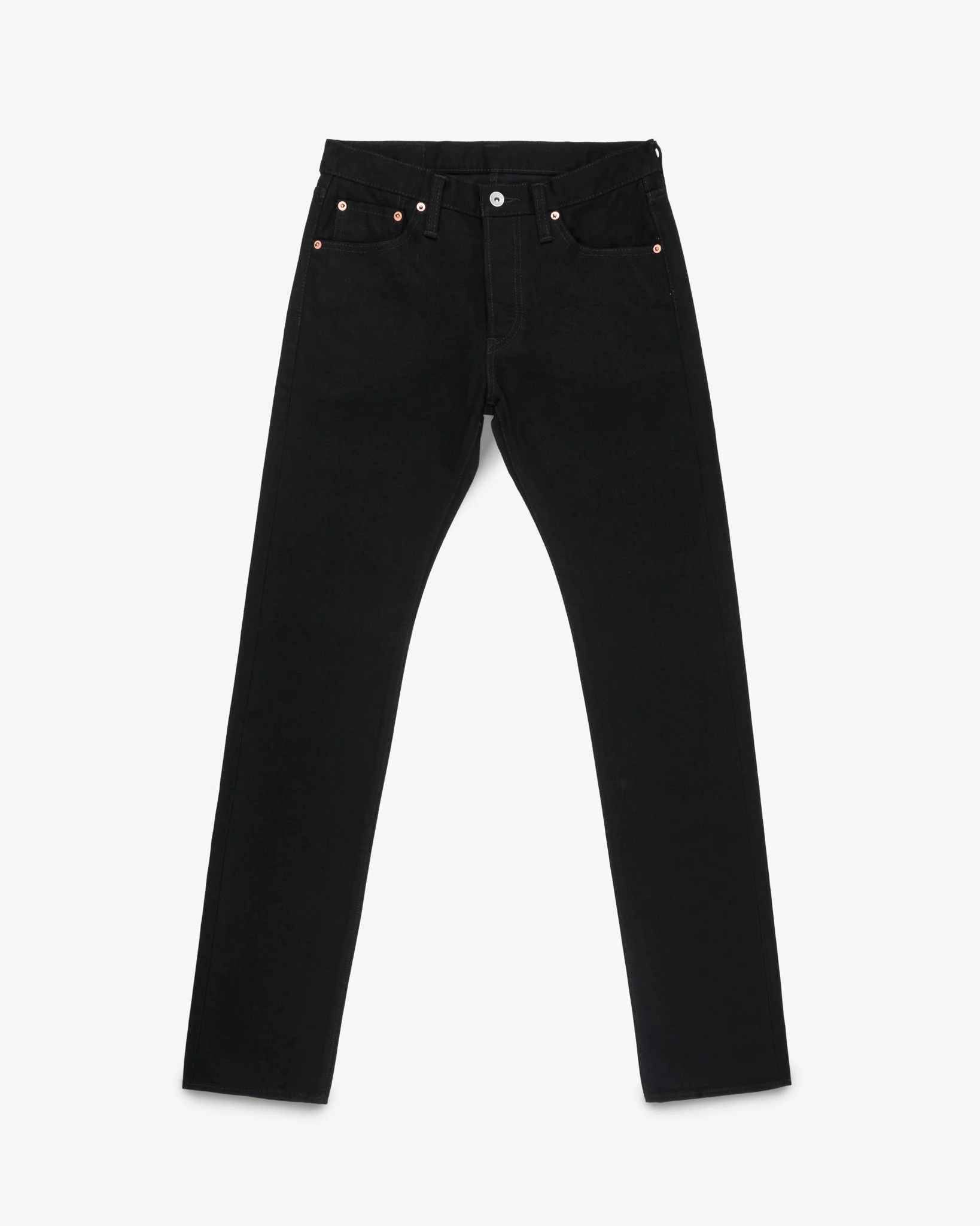 IH-777S-142BB 14OZ SELVEDGE DENIM SLIM TAPERED CUT JEANS - BLACK/BLACK - 1
