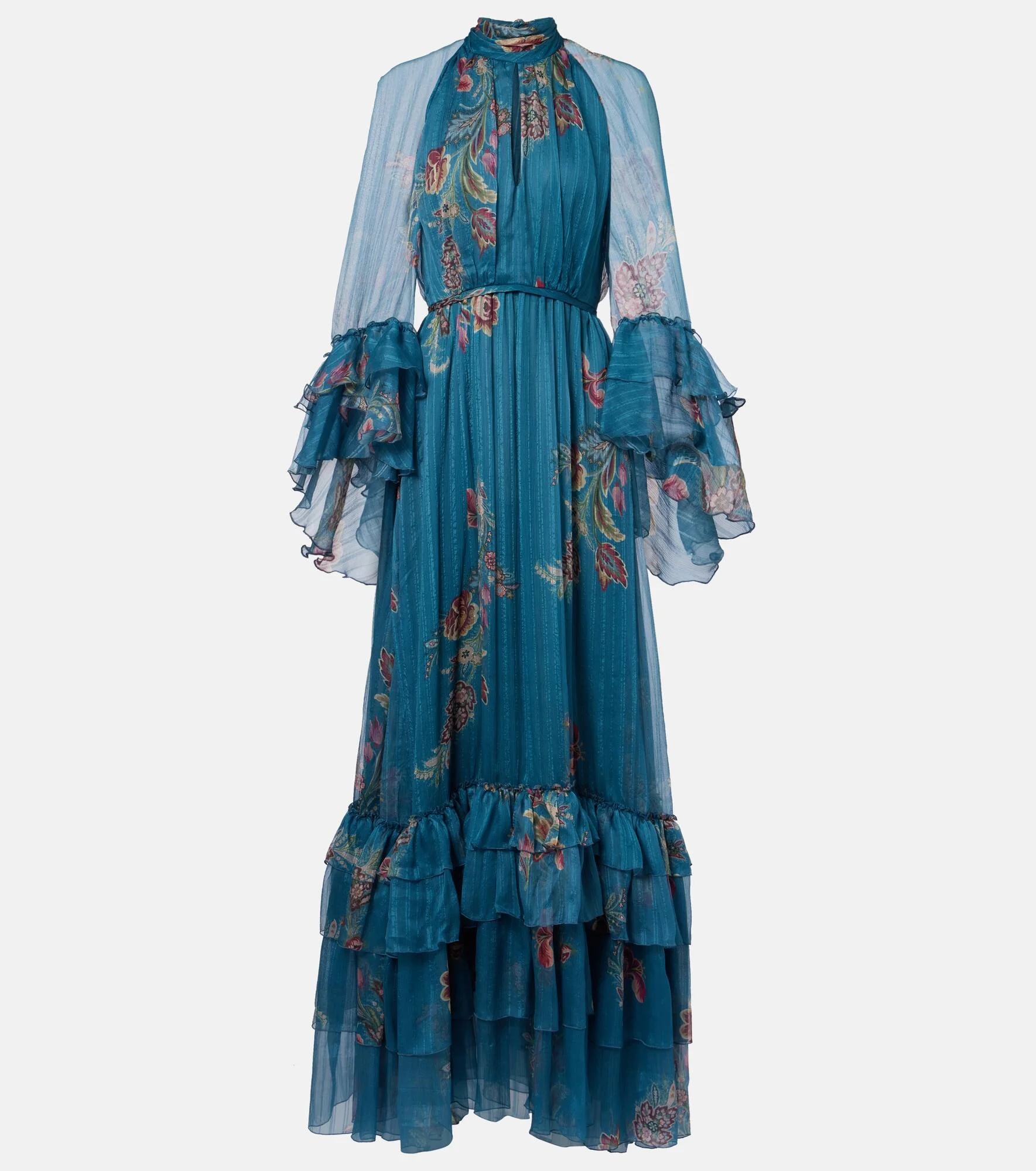 Paisley silk chiffon gown - 1