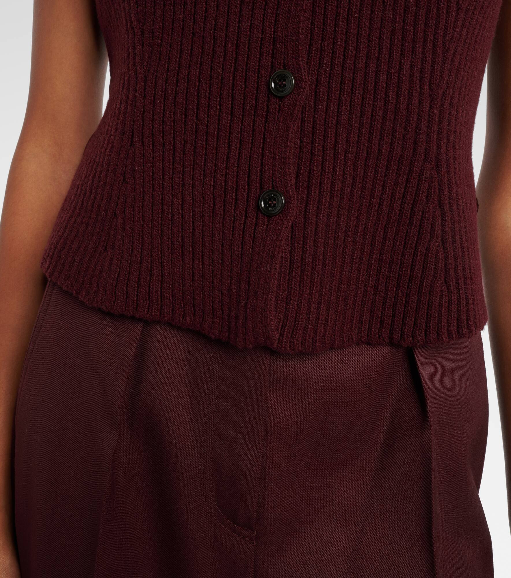Madre paneled wool-blend and satin vest - 5